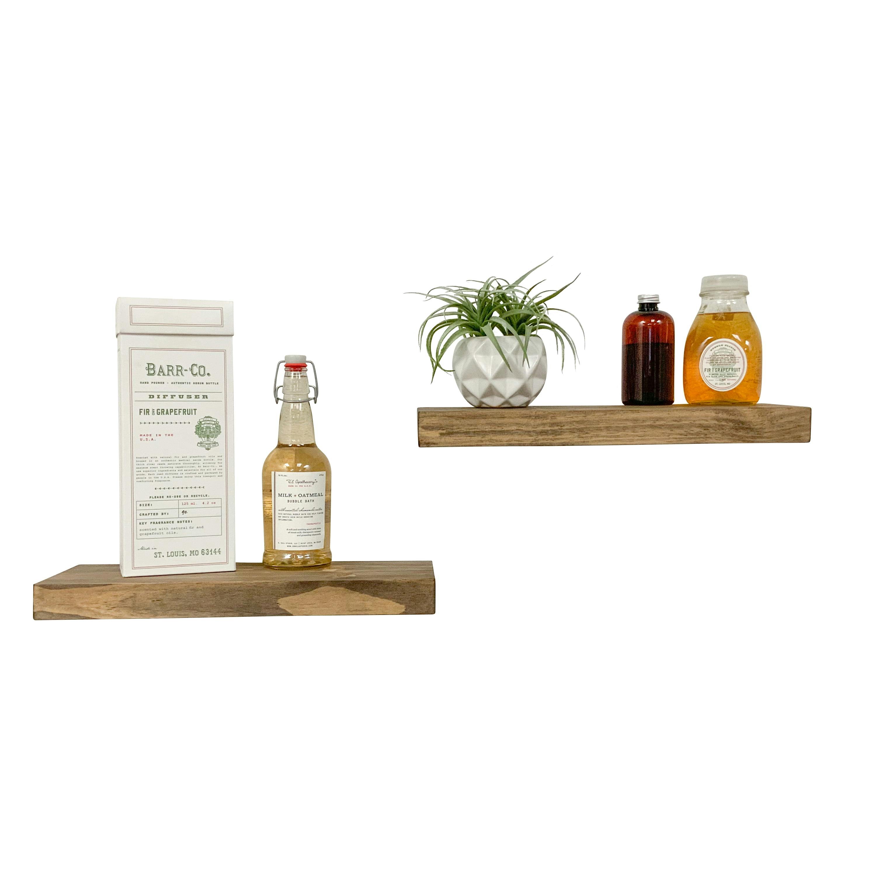 Grant 2 Piece Rectangle Pine Solid Wood Floating Shelf