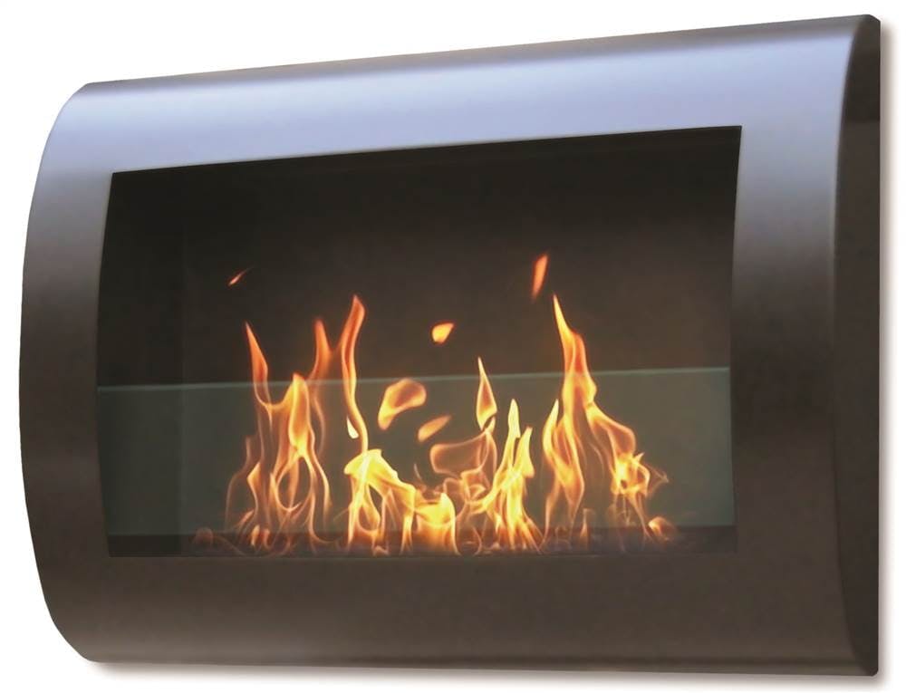 Chelsea Curved Black Gel Wall-Mounted Fireplace