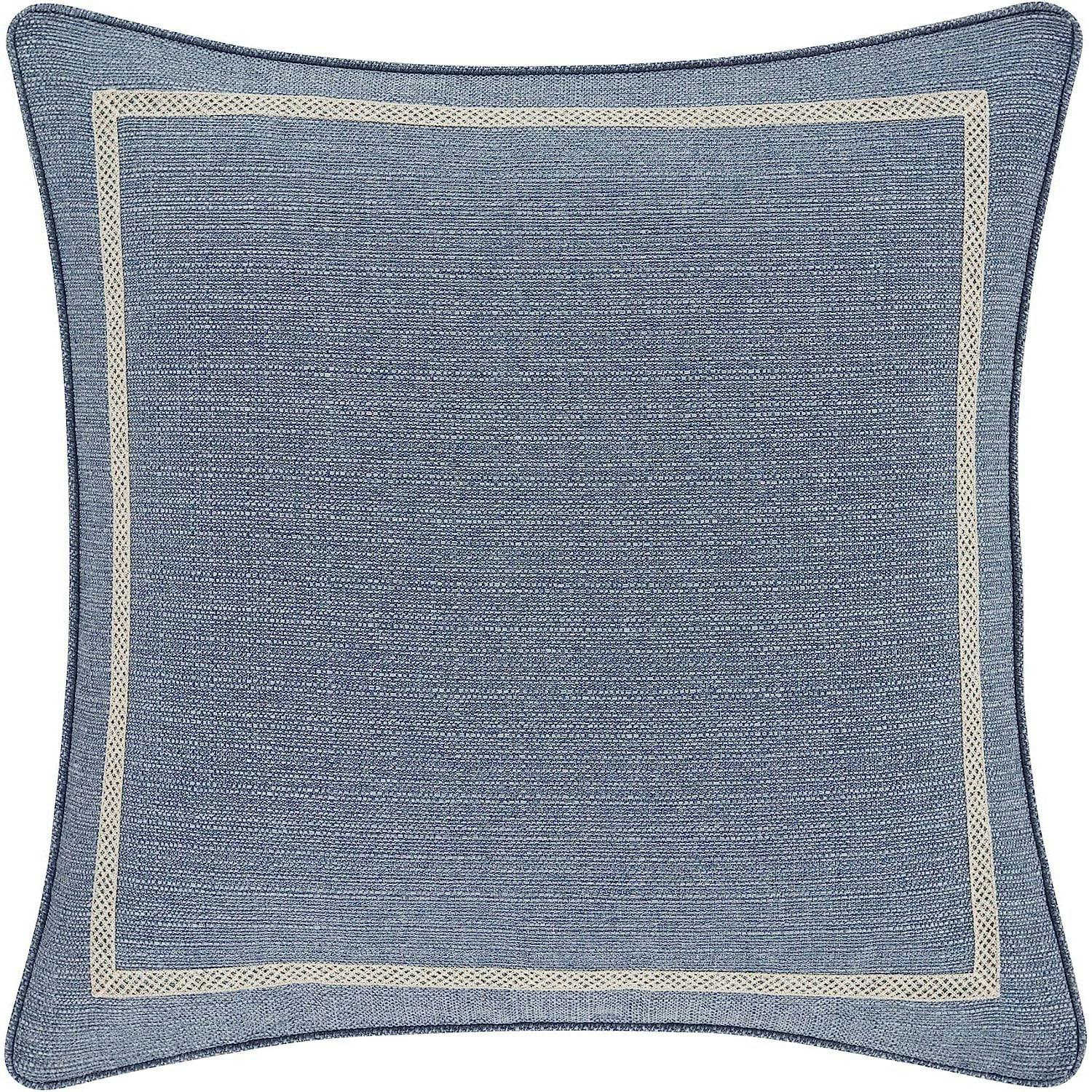 Augusta Embroidered Ivory and Blue Euro Sham, 26x26