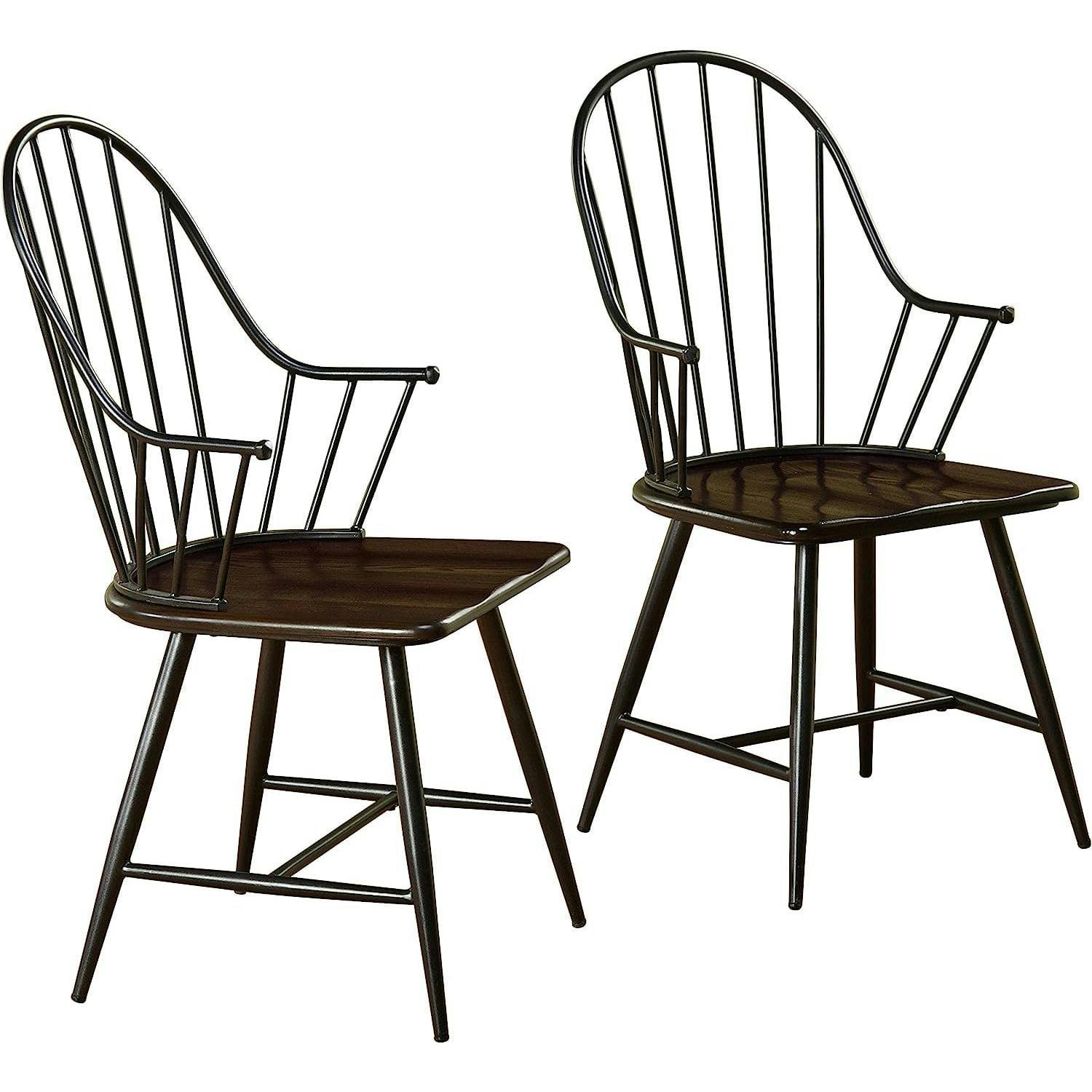 Milo Modern Windsor Metal Armchair with Espresso Wood Seat