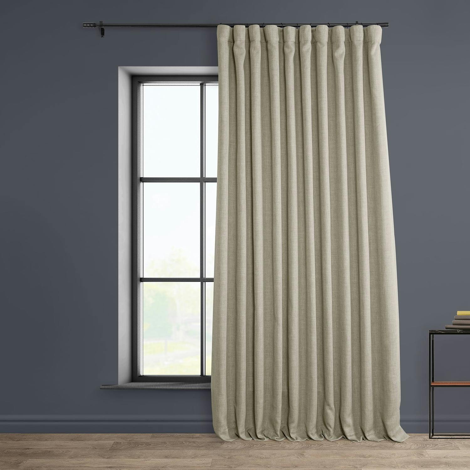 Oatmeal Faux Linen 108'' Room Darkening Window Curtain