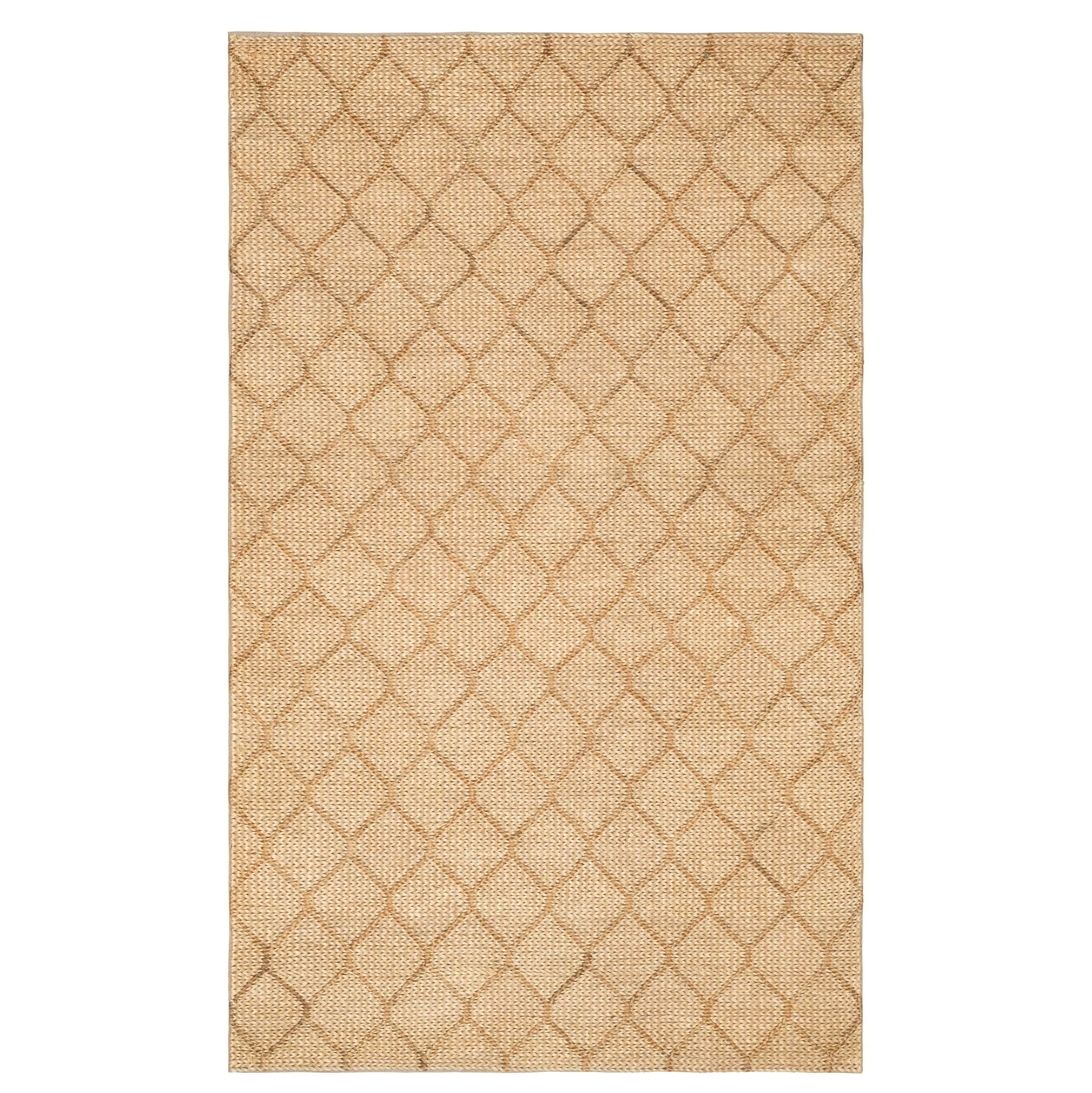 Tiles Ivory Handwoven Jute 5' x 8' Rectangular Area Rug
