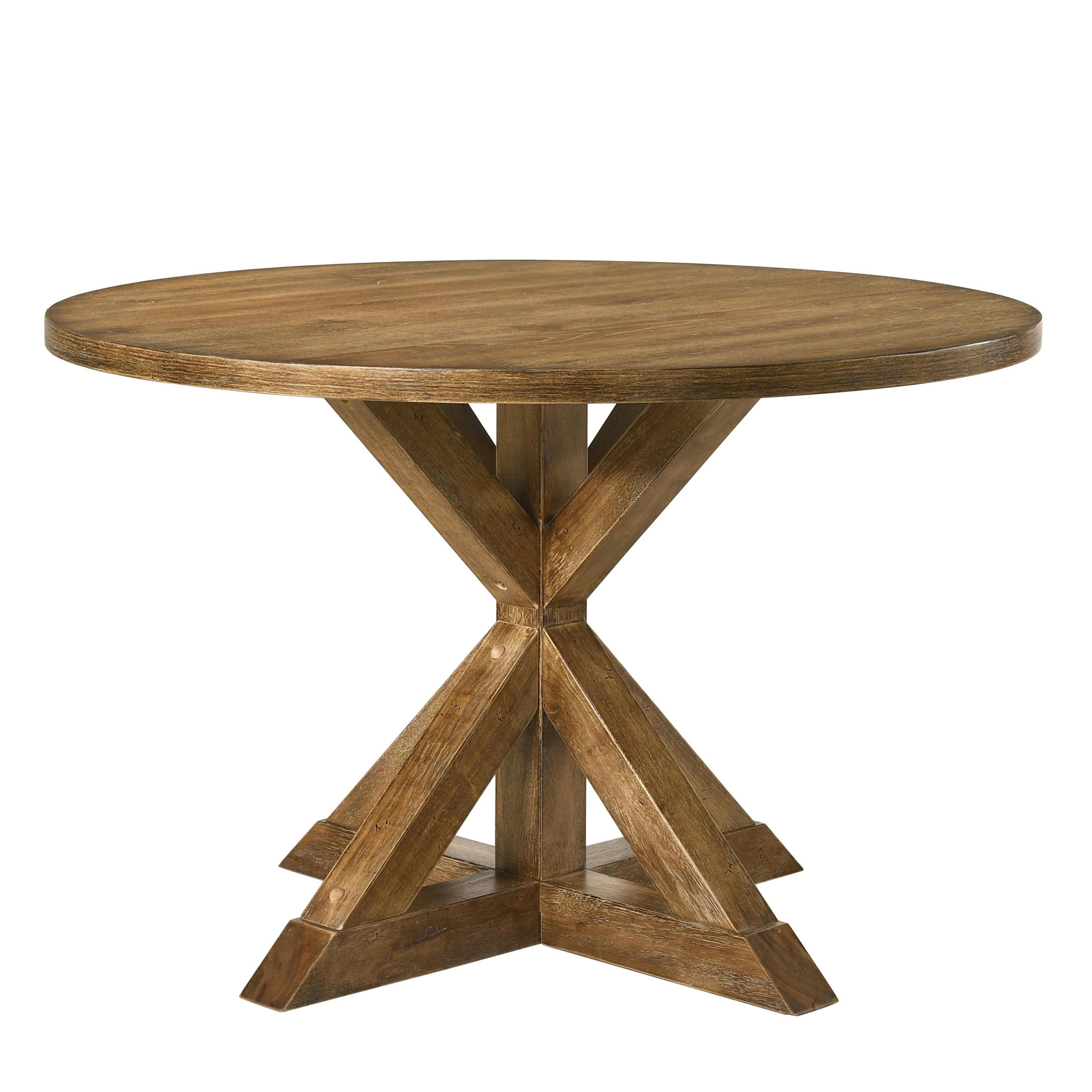 Transitional 48" Reclaimed Weathered Oak Round Dining Table