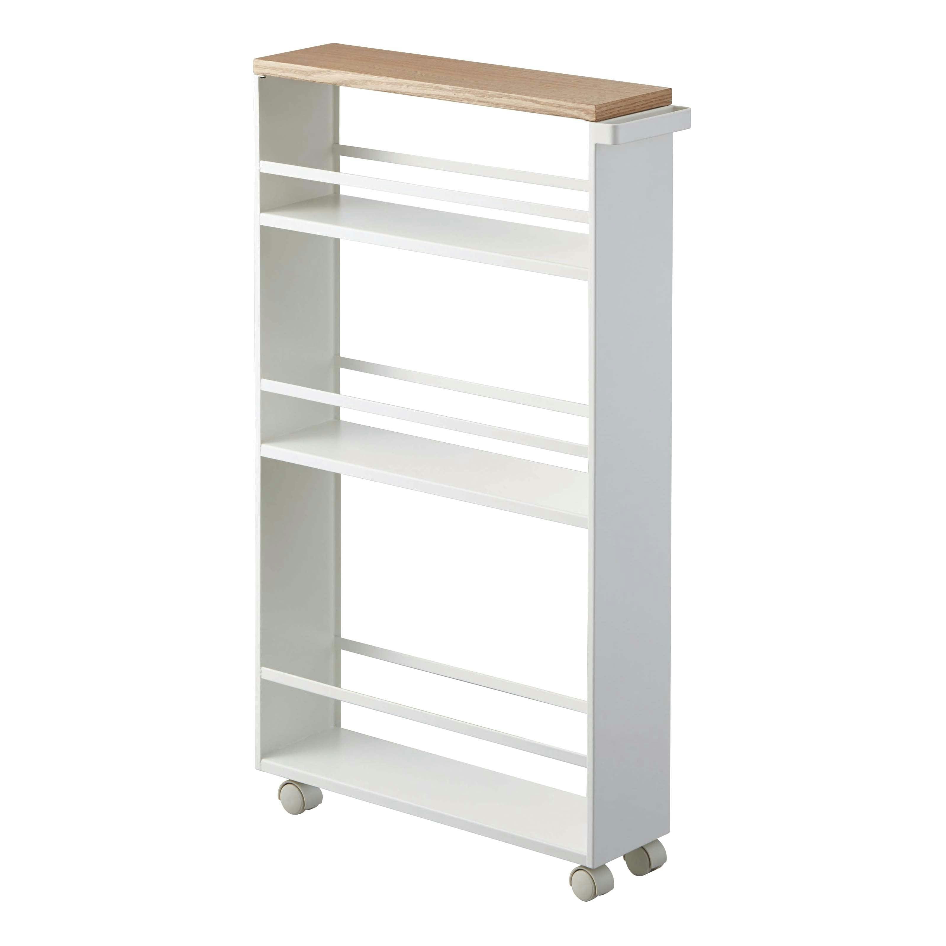 Tower White Steel Three Tier Rolling Slim Storage Cart with Handle