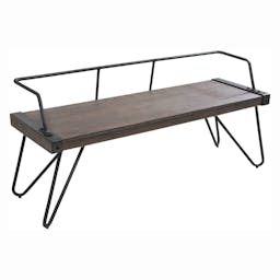 Industrial Metal and Walnut Wood Cassie Bench