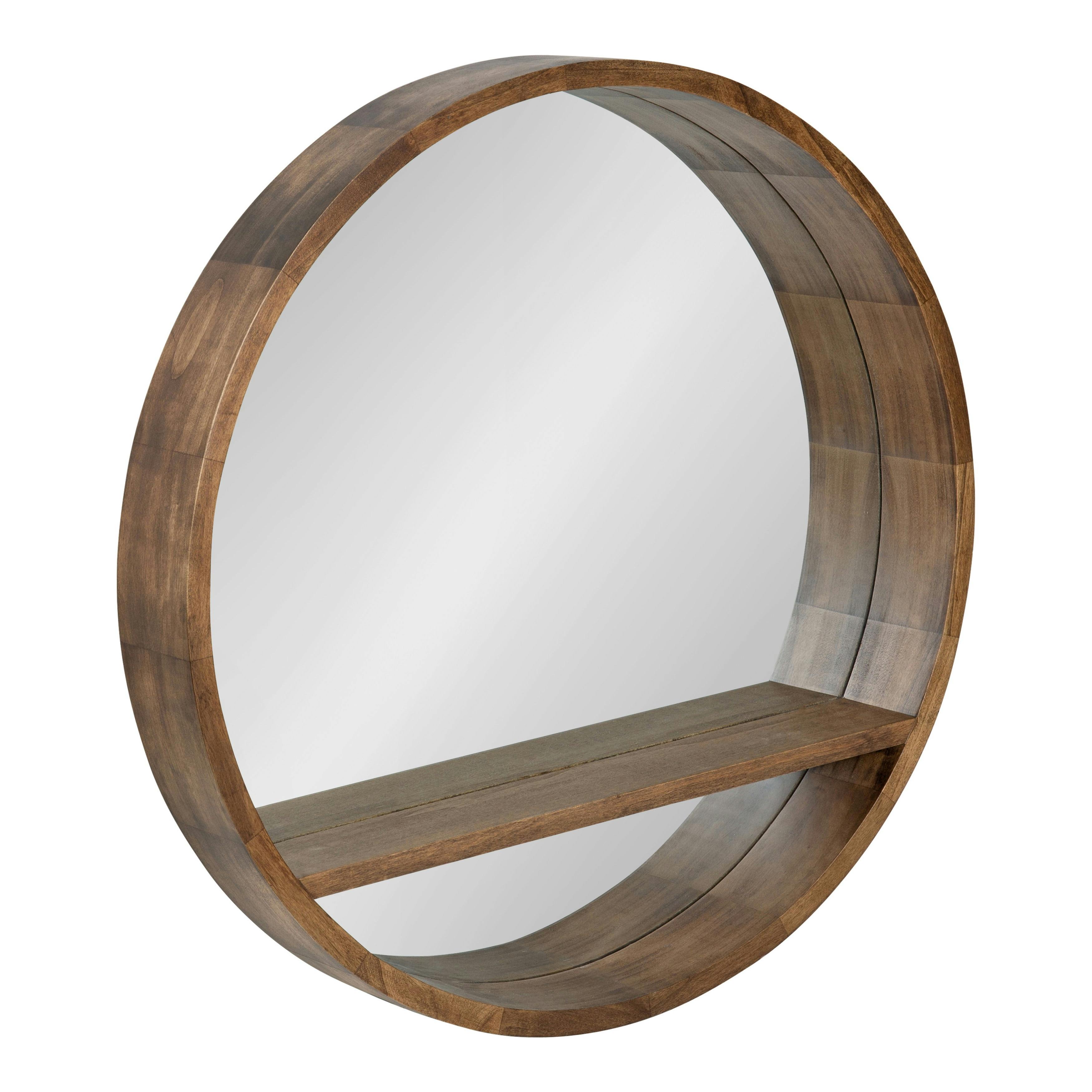 Shane Round Solid Wood Wall Mirror