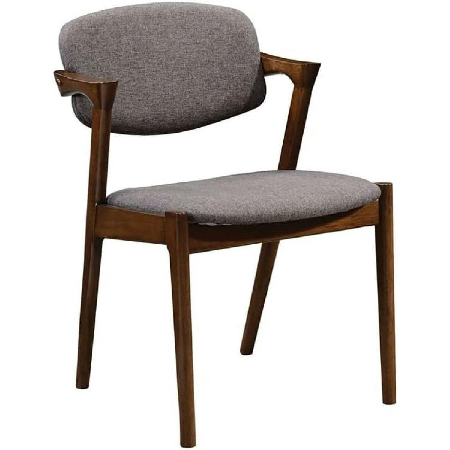 Modern Gray Upholstered Parsons Side Chair with Dark Walnut Legs