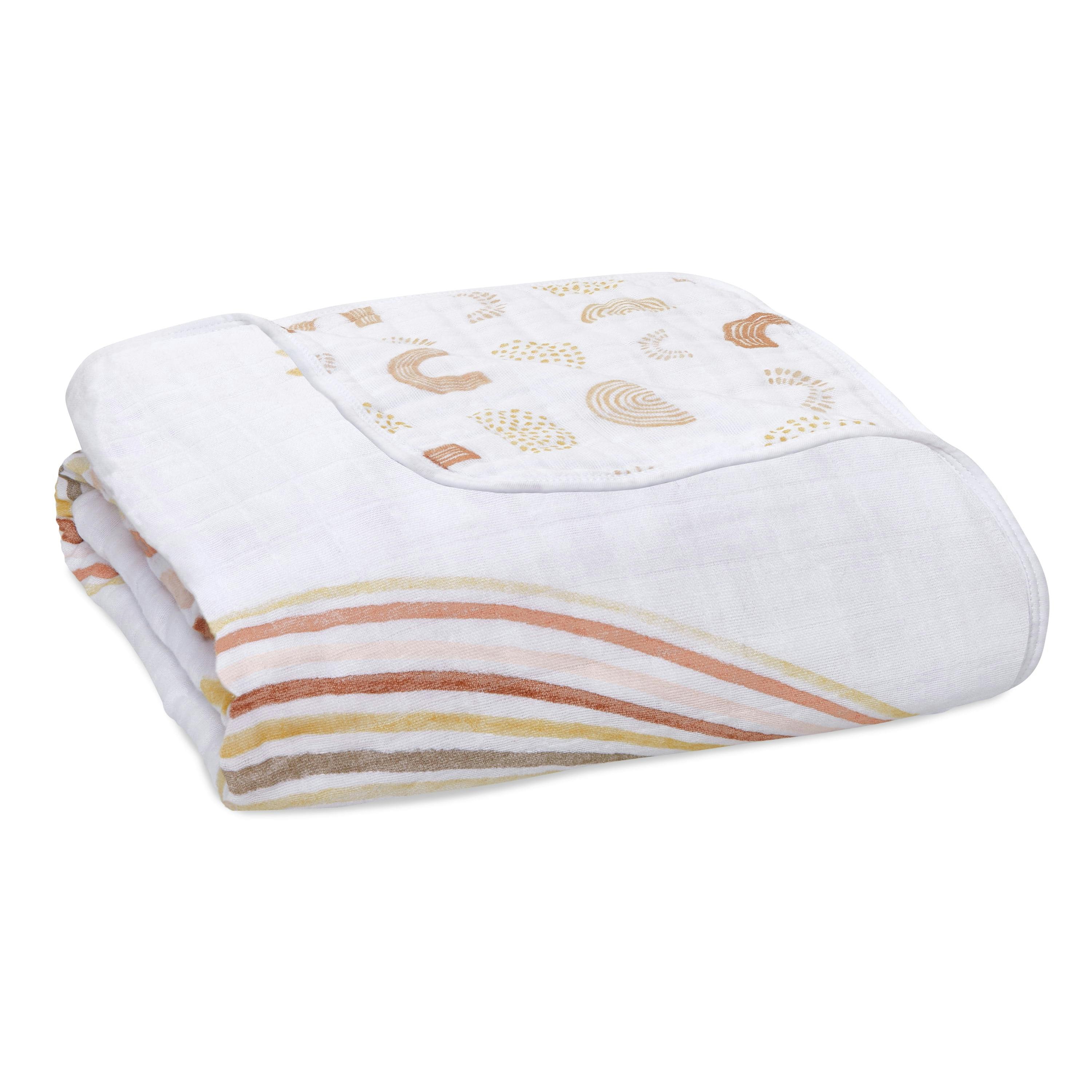 Dreamy Cotton Muslin Reversible Baby Blanket in Tan