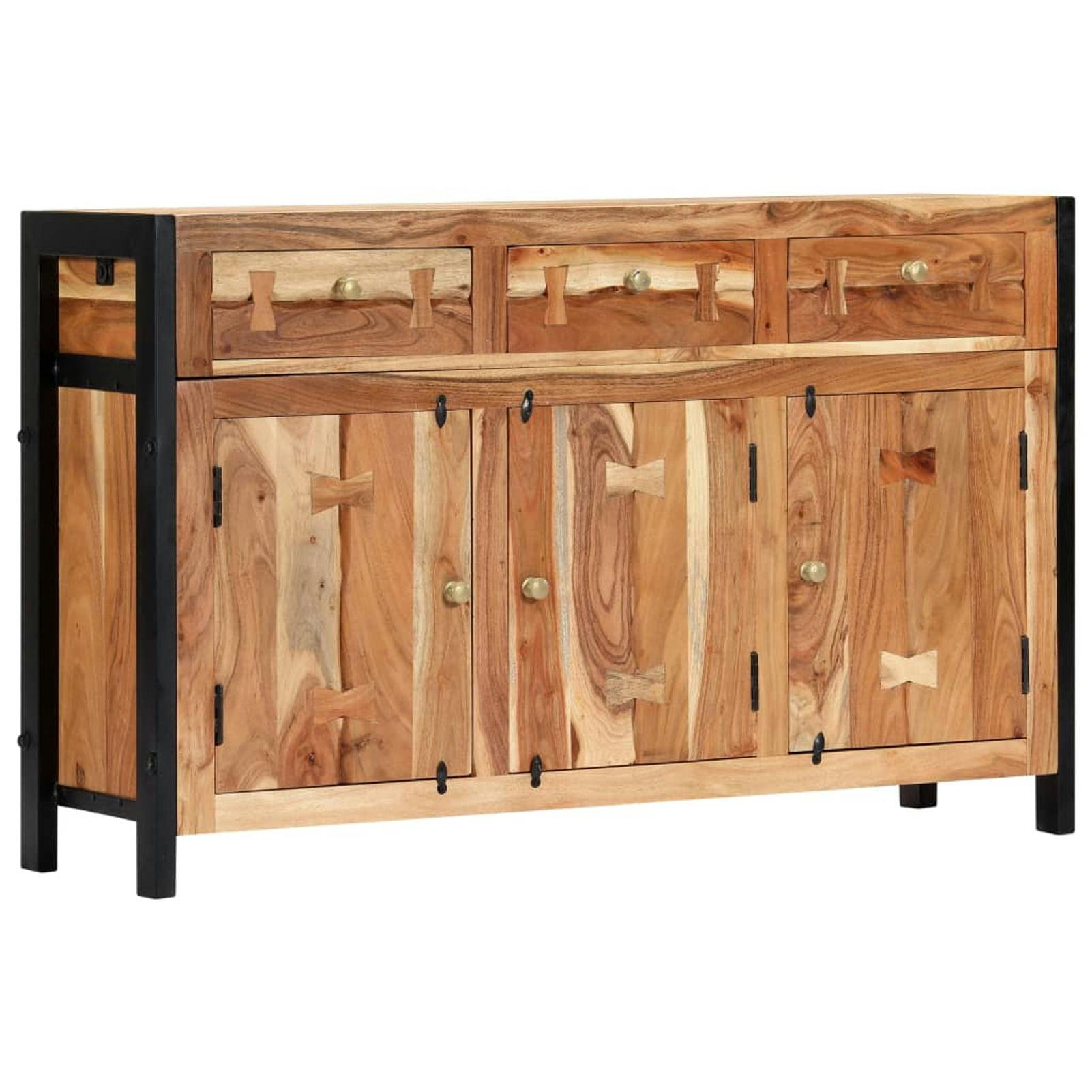 Handcrafted Acacia Wood Sideboard with Steel Legs - 47"x14"x30"