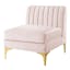 Triumph Channel Tufted Pink Velvet Armless Lounge Chair