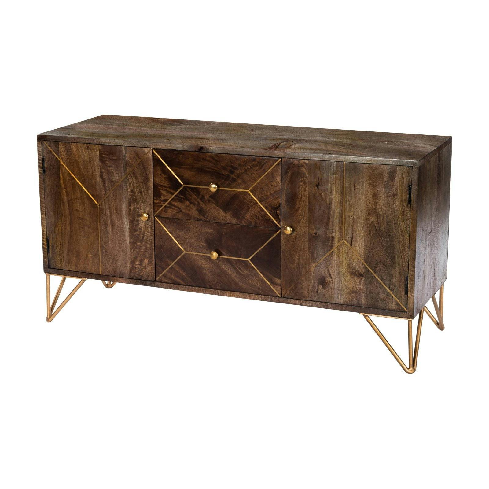 Butler Specialty Alda Wood and Brass Metal Inlay Sideboard