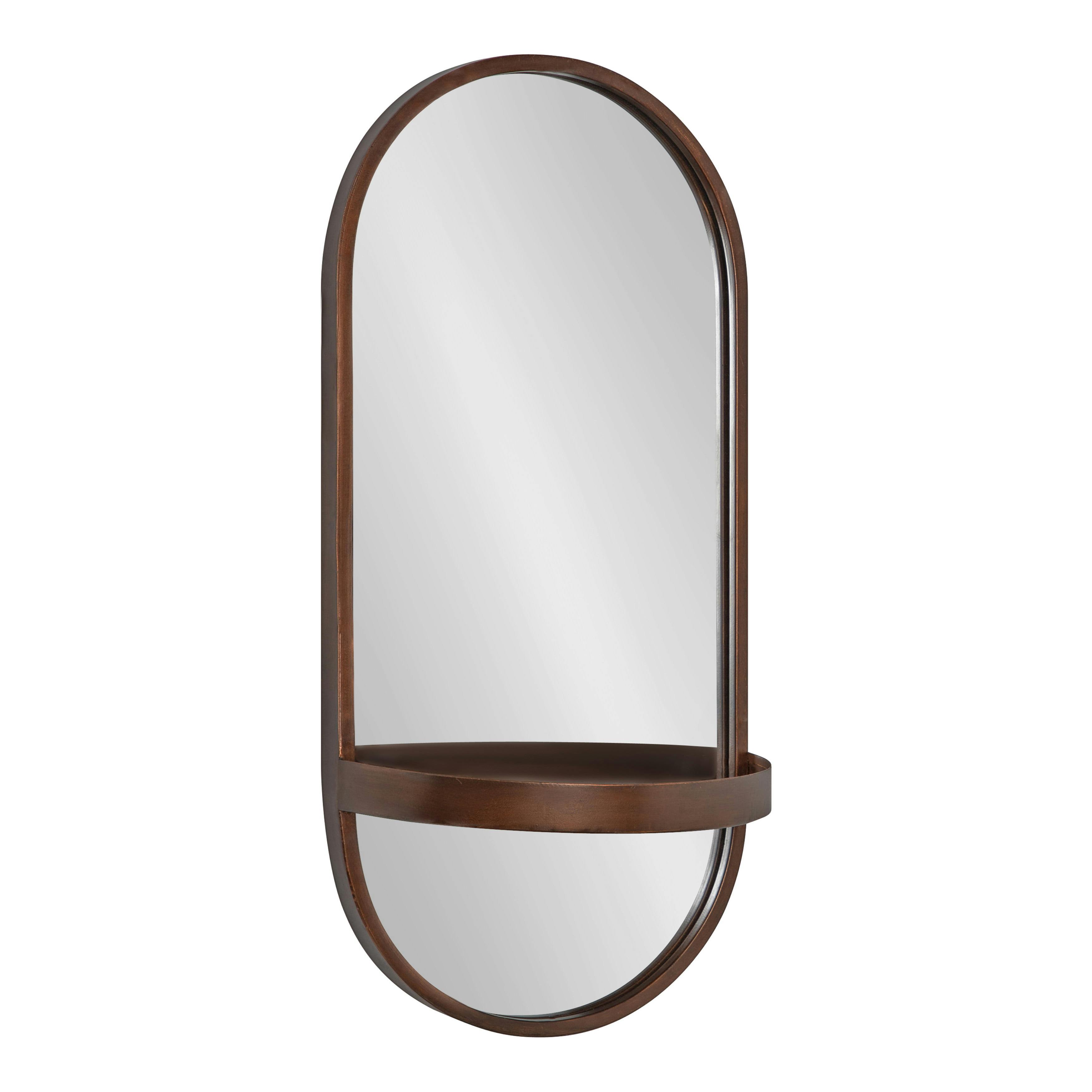 Lumi 11"x24" Gold Modern Beveled Accent Mirror with Shelf