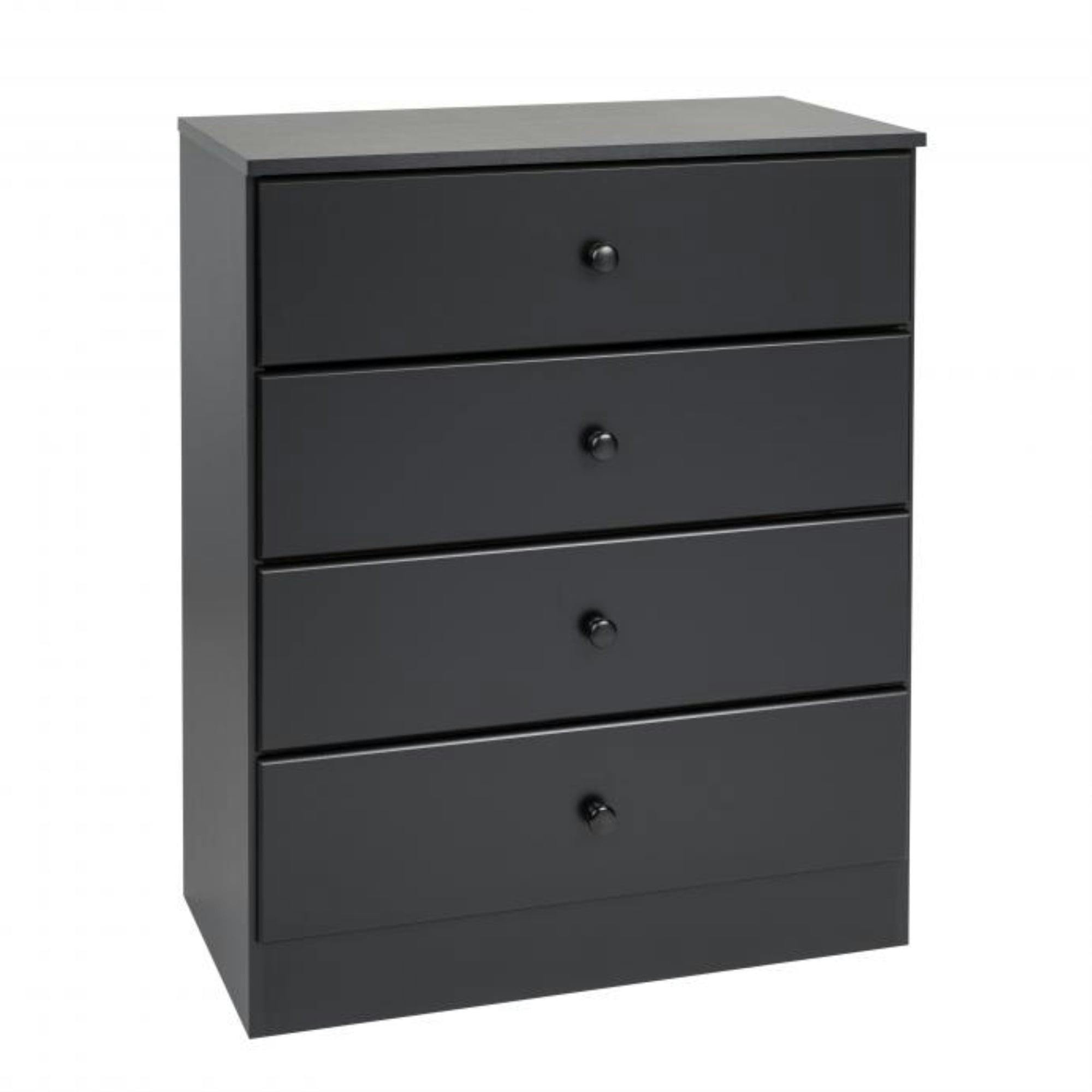 Astrid Sleek Black 4-Drawer Dresser with Solid Wood Knobs