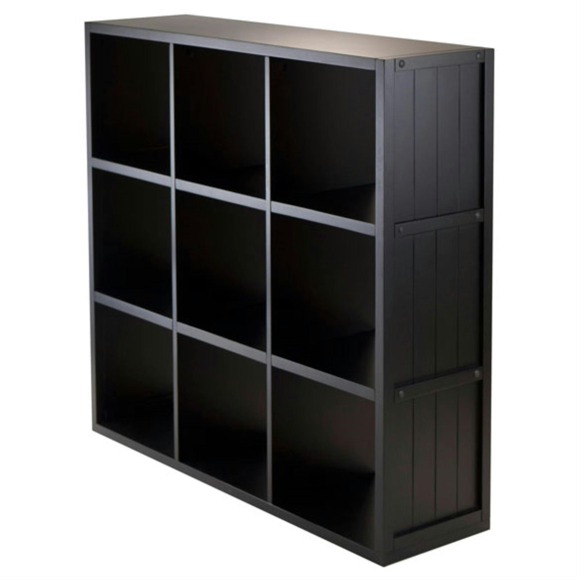 Transitional Black Composite Wood 9-Cube Organizer