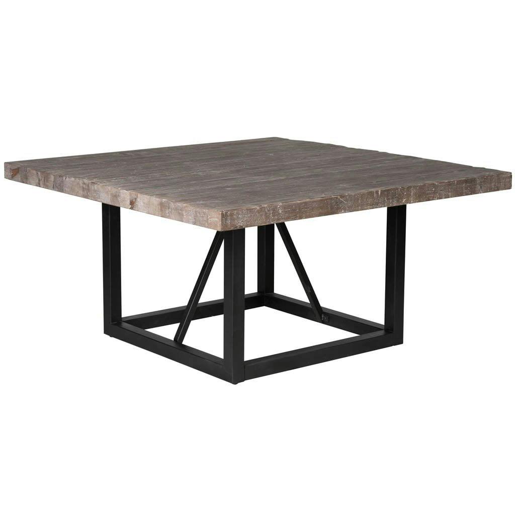 Mystic Forge 60'' Square Reclaimed Wood and Glass Industrial Dining Table