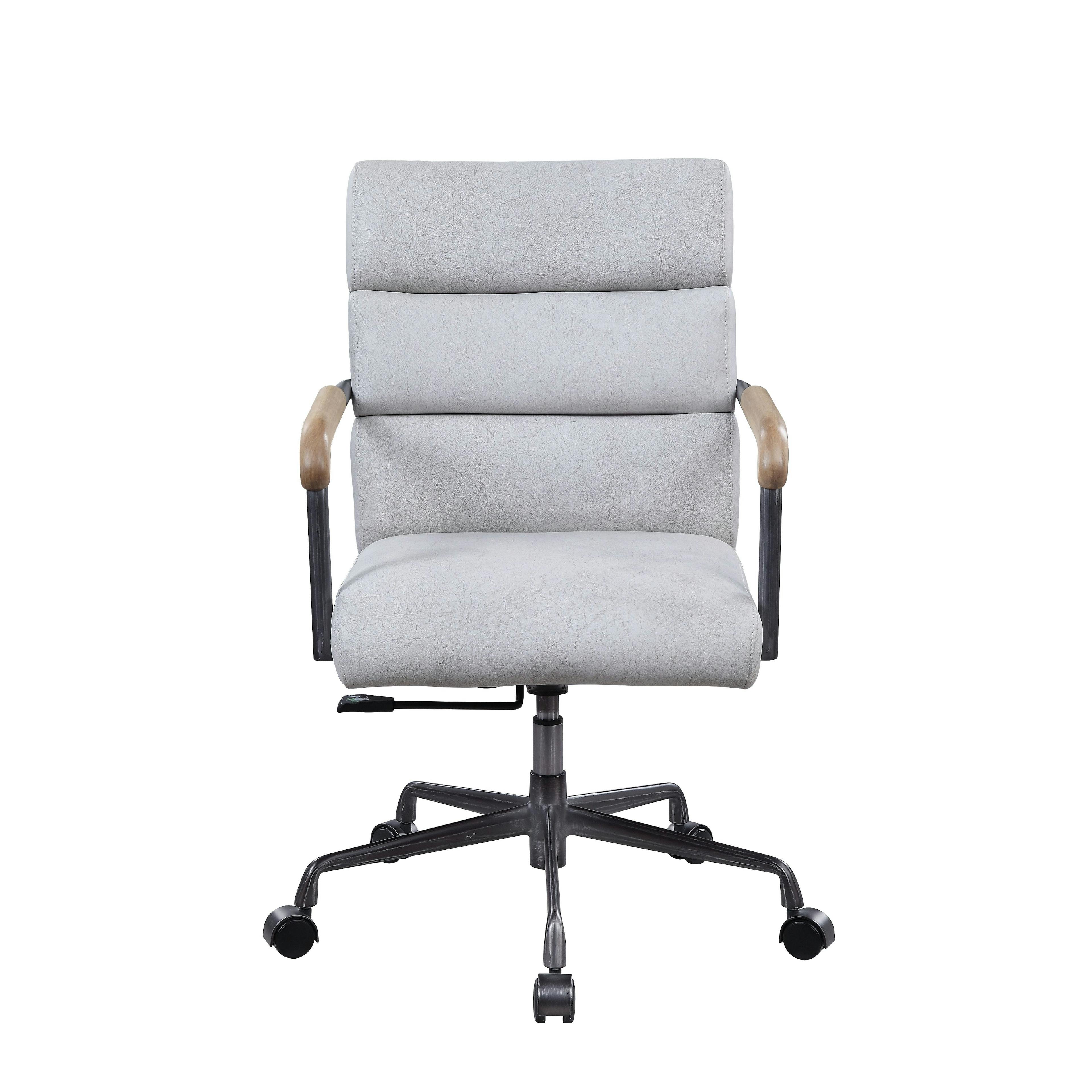 Halcyon Vintage White Leather Swivel Executive Office Chair
