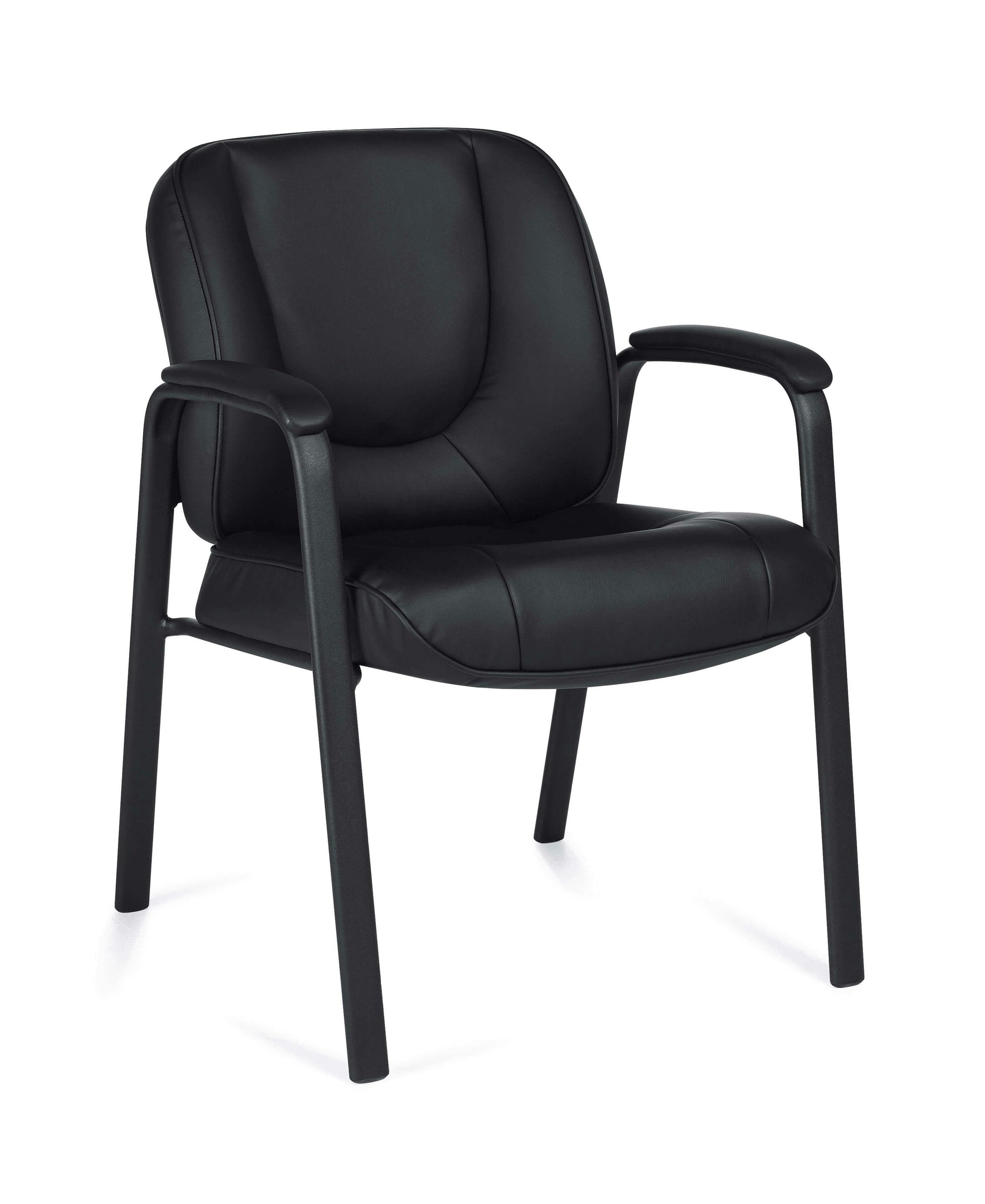 Lucia Black Bonded Leather Visitor Chair with Steel Frame