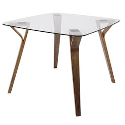 Square Glass And Wood Mid Century Joel Dining Table