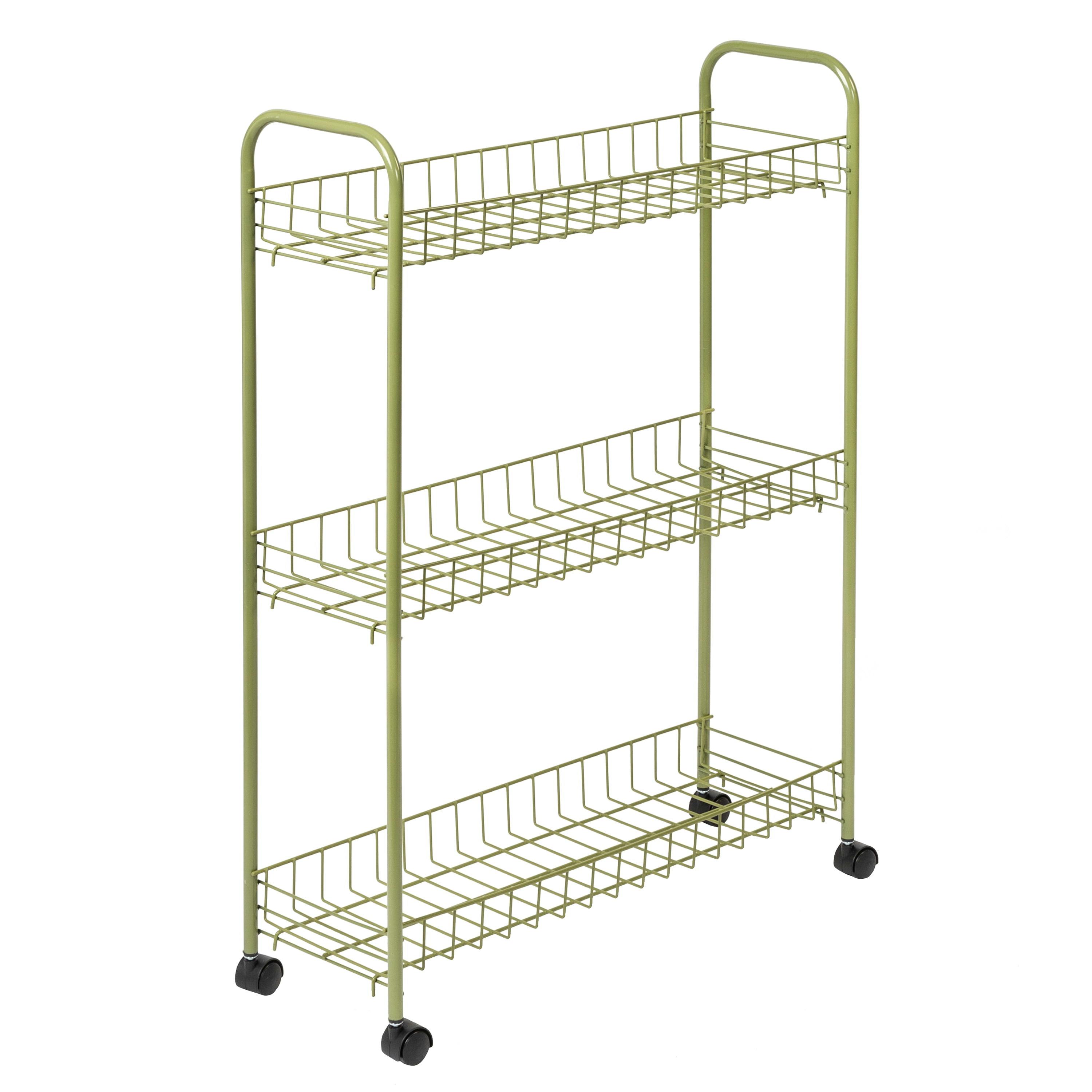 3-Tier Olive Rolling Storage Utility Cart