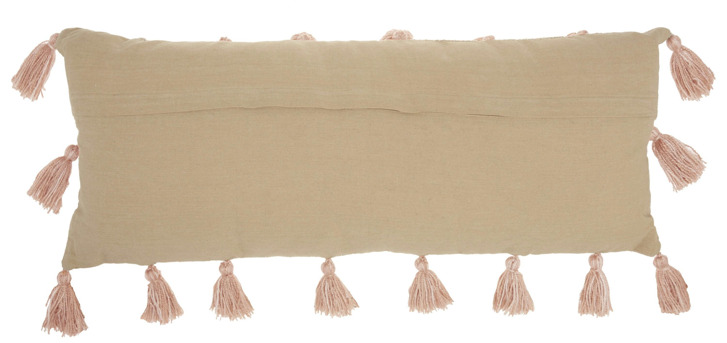 Blush Exotic Woven Square Throw Pillow Set with Tassels 13" x 33"