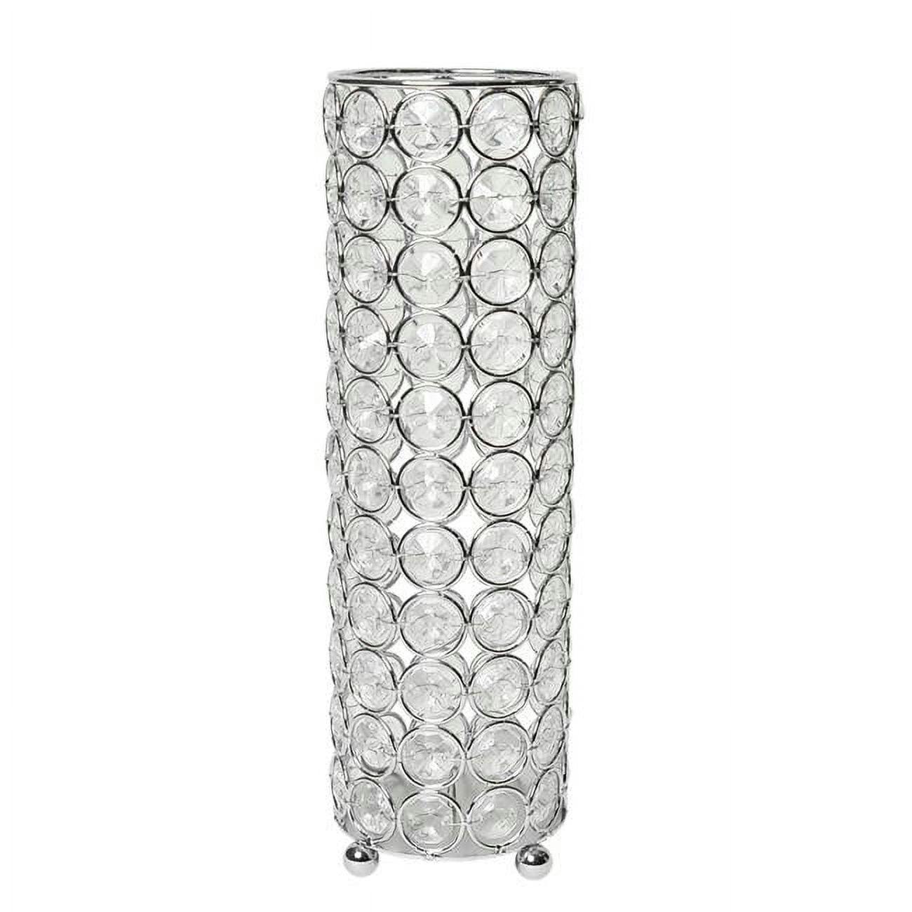 Elipse 11" Chrome and Crystal Decorative Vase/Candle Holder