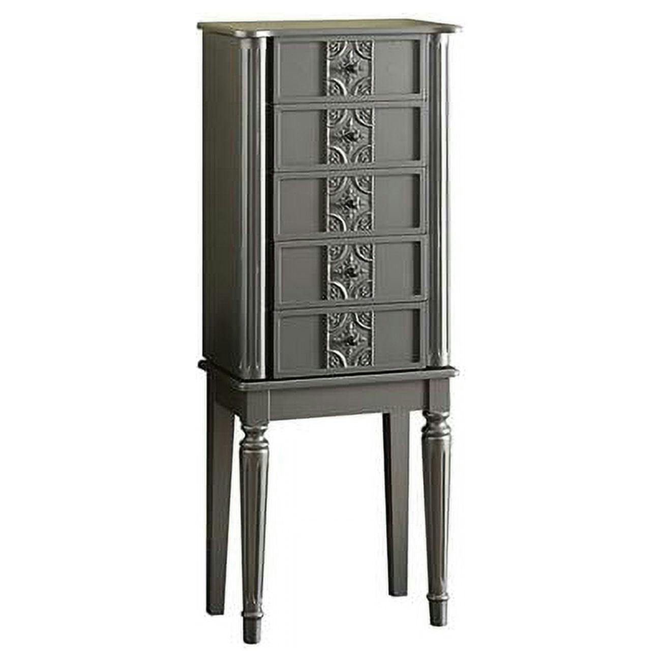 Elegant White and Silver Jewelry Armoire with Velvet-Lined Storage