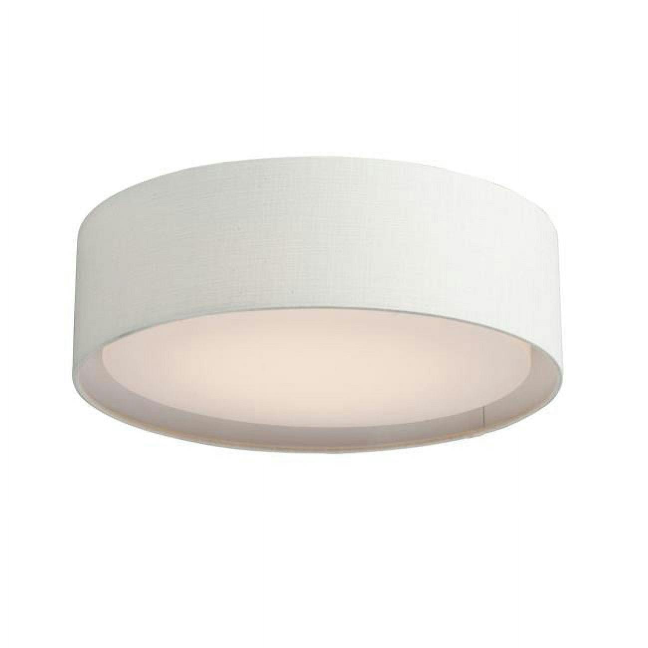 Modern Oatmeal Linen LED Drum Flush Mount Light