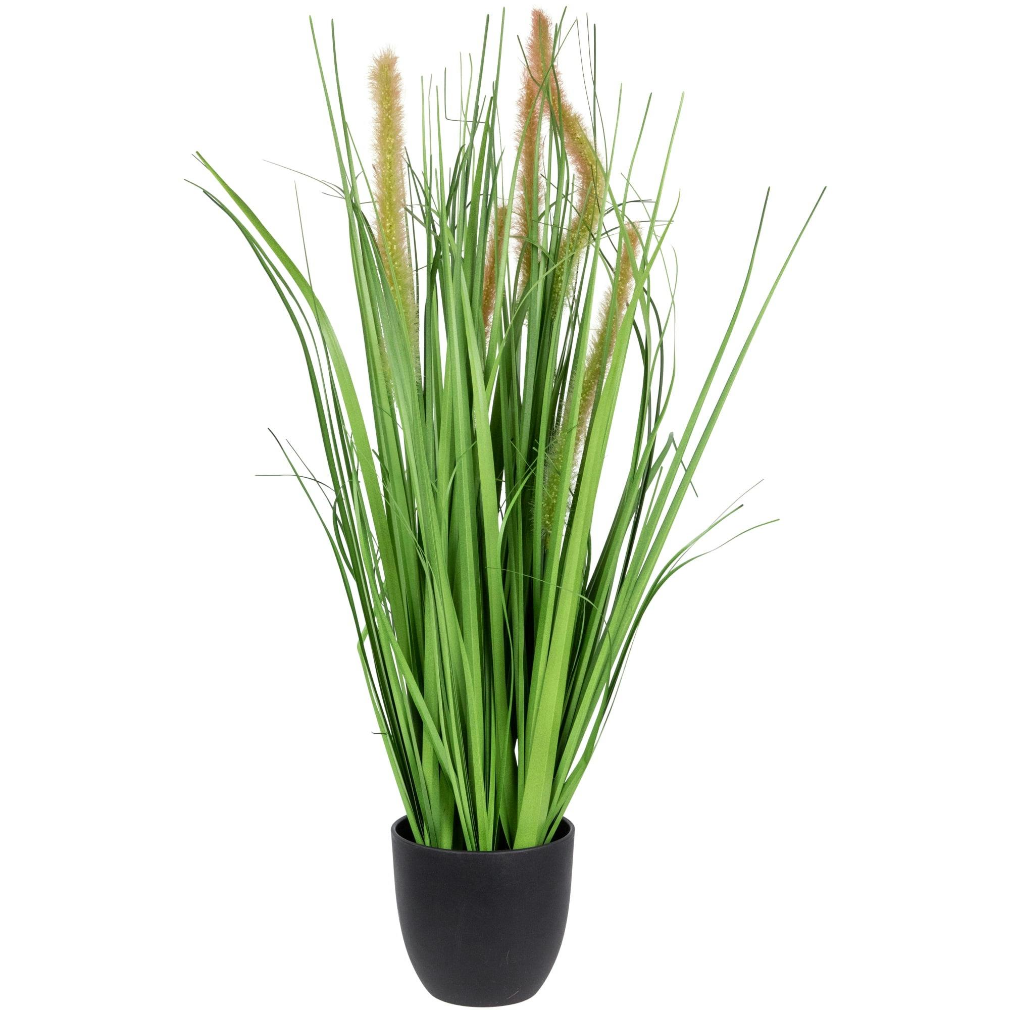 Lush Green 24" Artificial Onion Grass in Sleek Black Pot