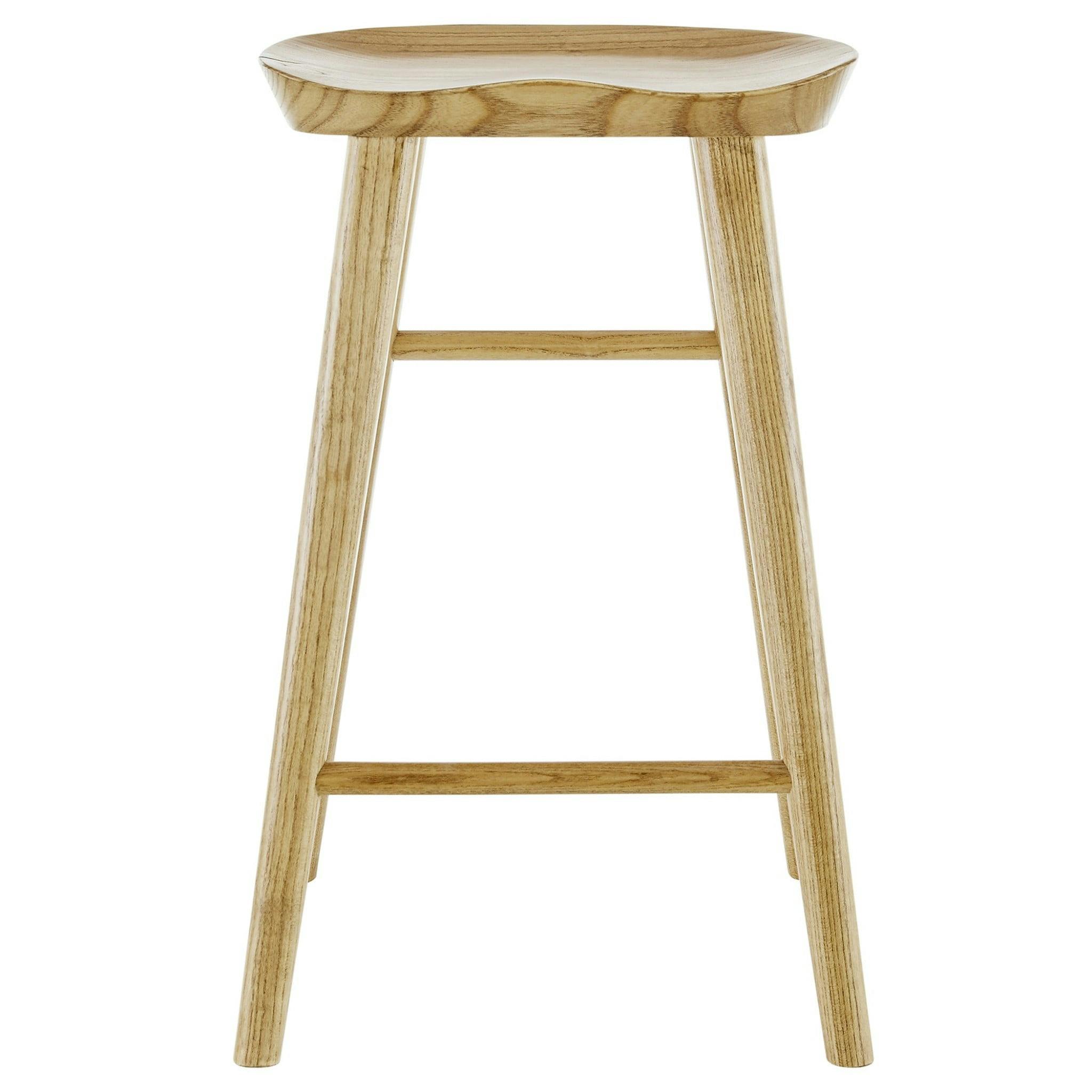 25.75" Natural Elm Wood Tapered Counter Stool with Contoured Seat