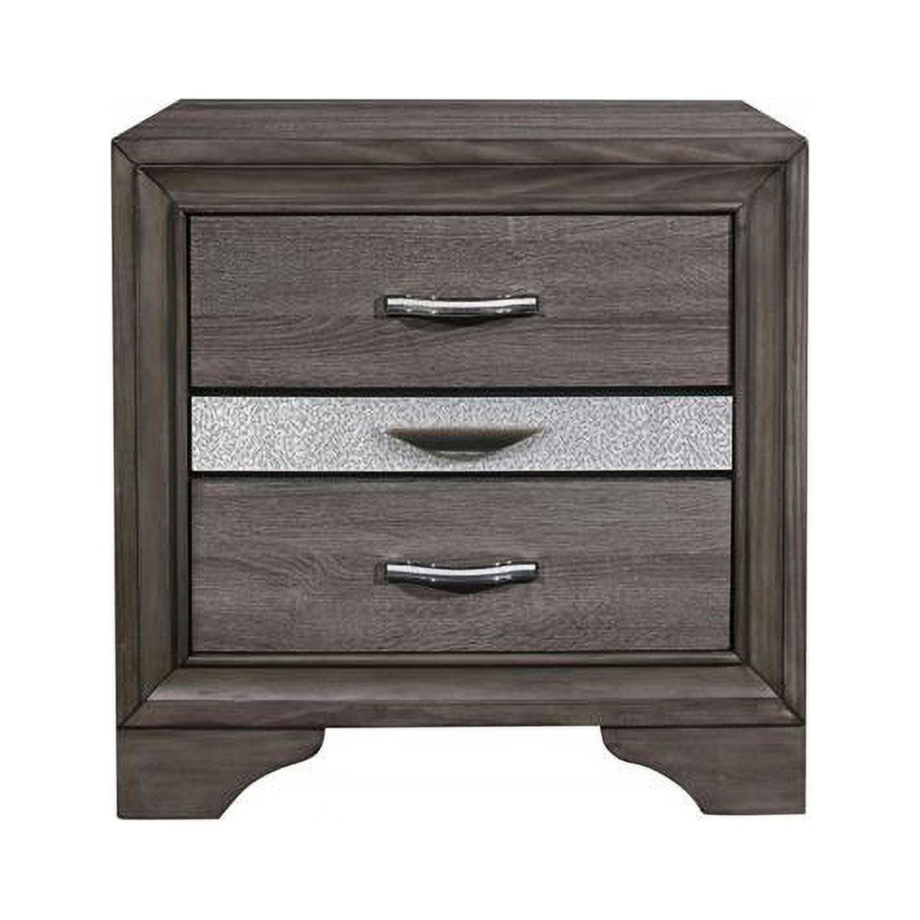 Elegant Grey 3-Drawer Nightstand with Jewelry Storage