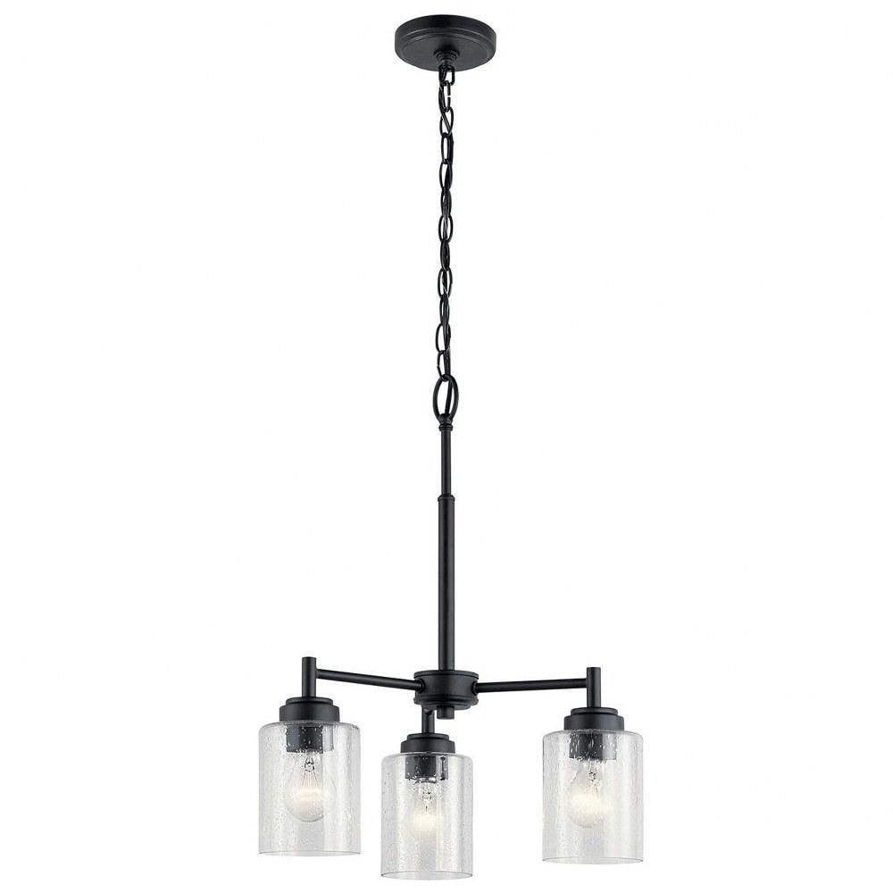 Winslow 18" Transitional Mini Chandelier with Clear Cylinder Shade - Black
