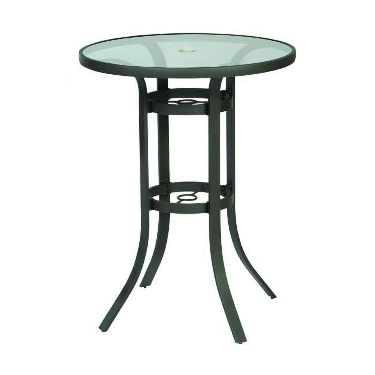 Icarus 30" Brown Aluminum Frame Round Glass Balcony Table