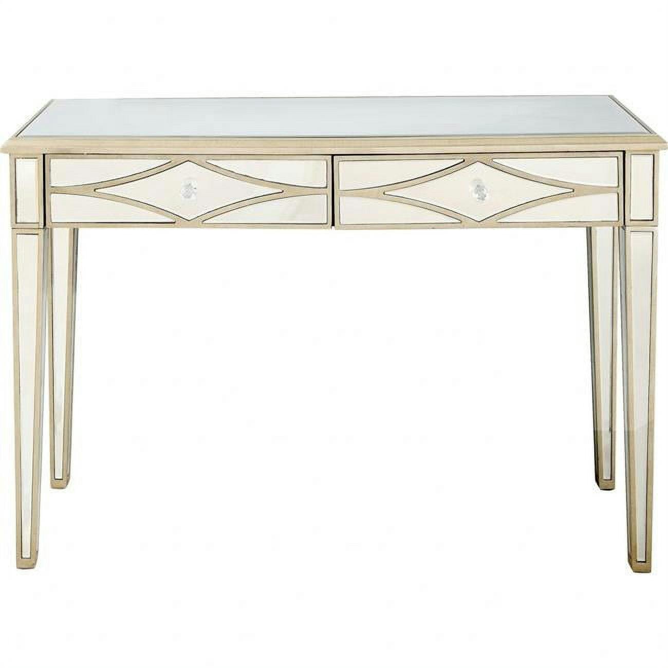 Champagne Beveled Glass Console Table with Crystal Knobs