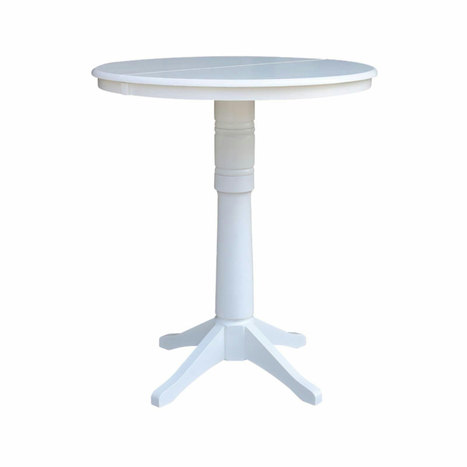 Elegant Round Wood Extendable Counter-Height Dining Table, White