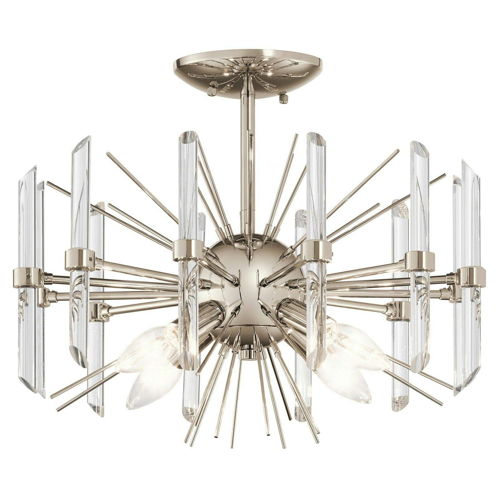 Eris Crystal Globe 16" Polished Nickel 4-Light Semi-Flush Ceiling Fixture