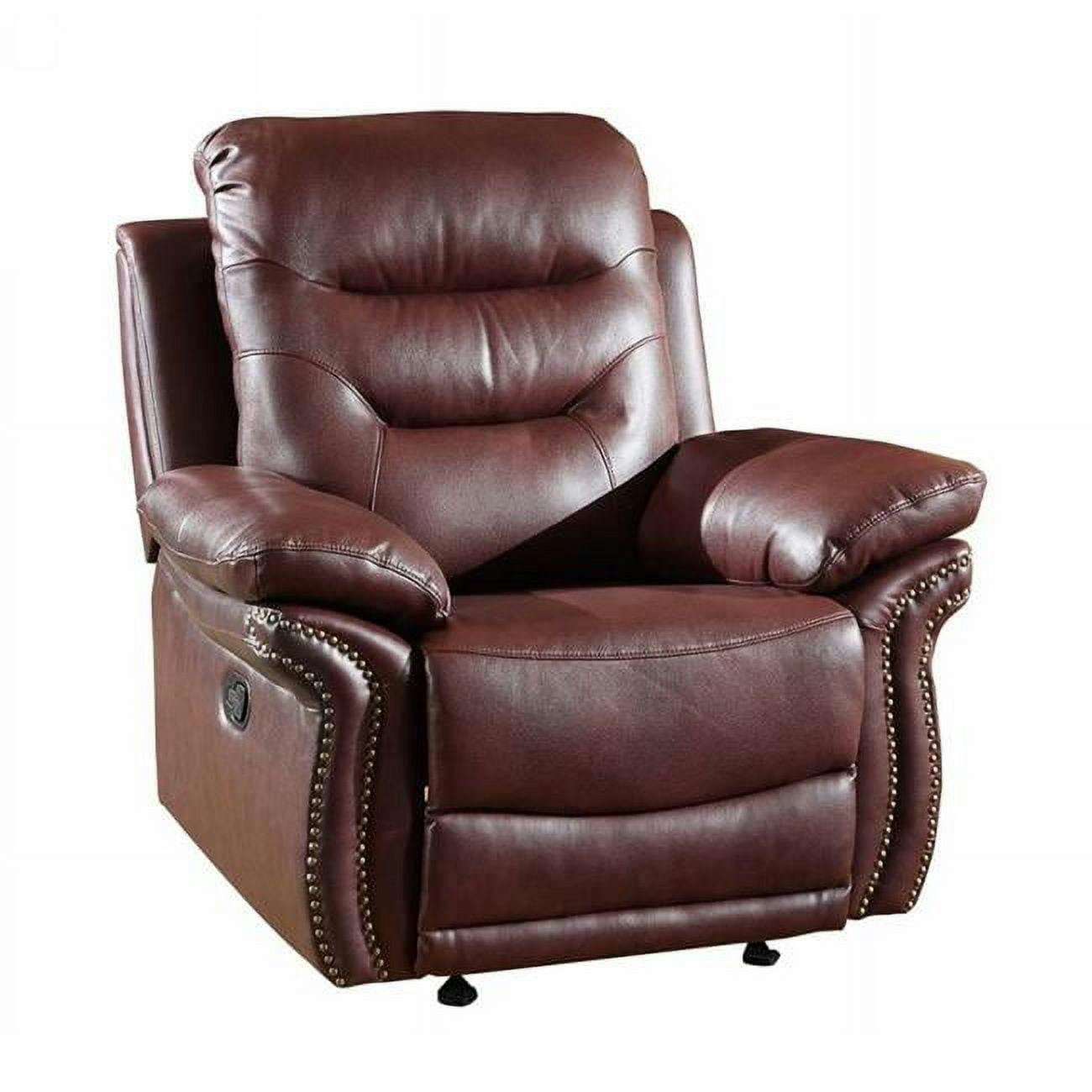 Sophisticated Burgundy Microfiber and Wood 44" Recliner Chair