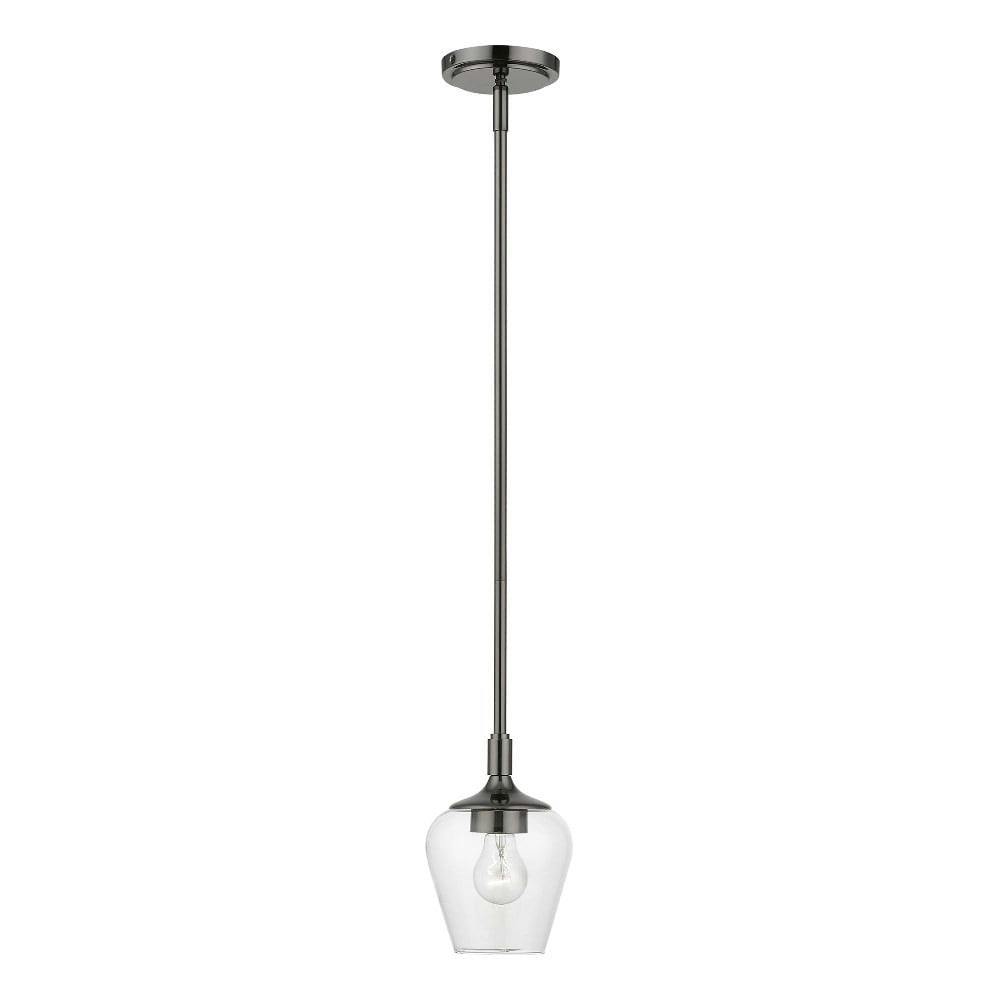 Willow Transitional 1-Light Pendant in Black Chrome with Clear Glass