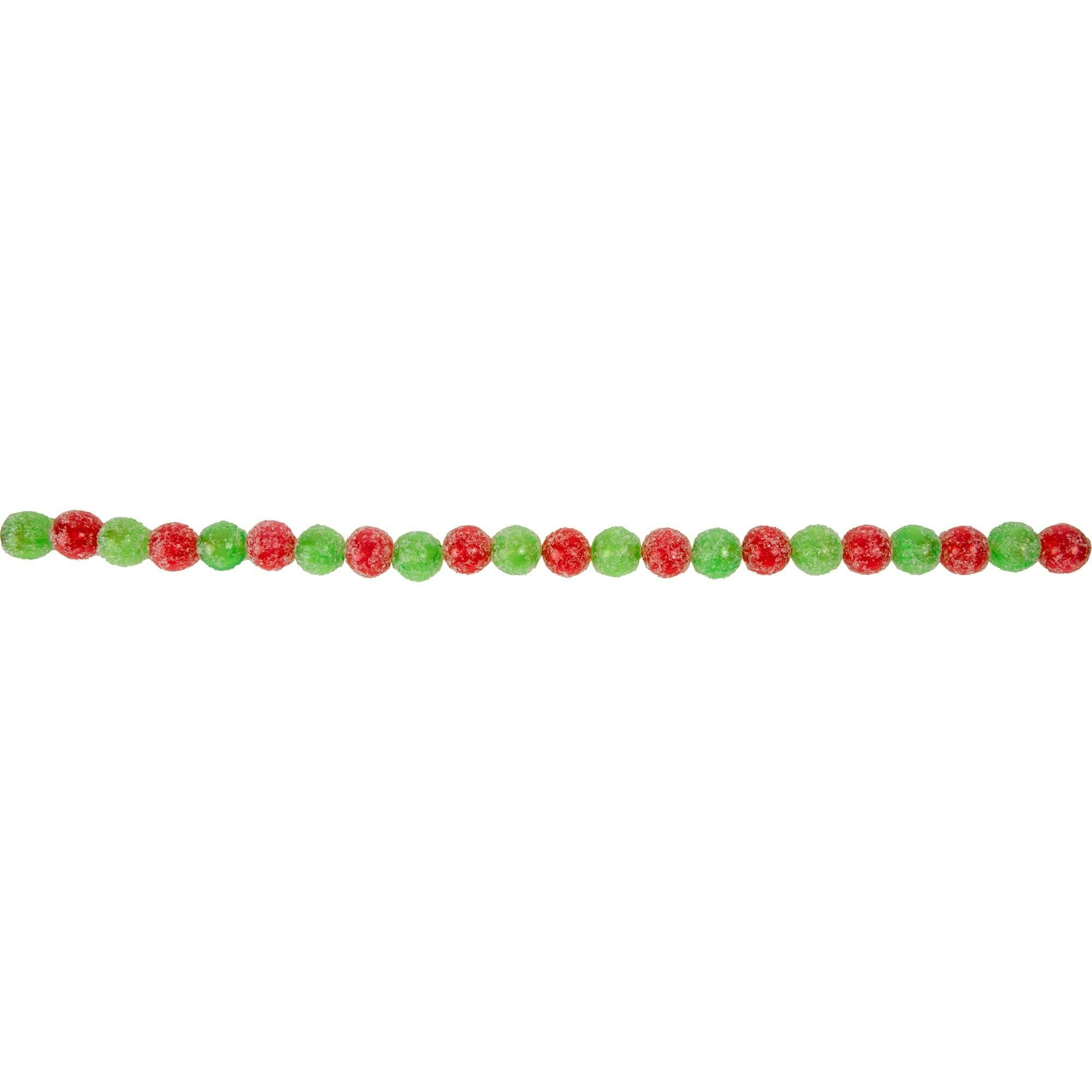 Frosted Glitter Pine Garland with Red & Green Candy Drops - 6ft