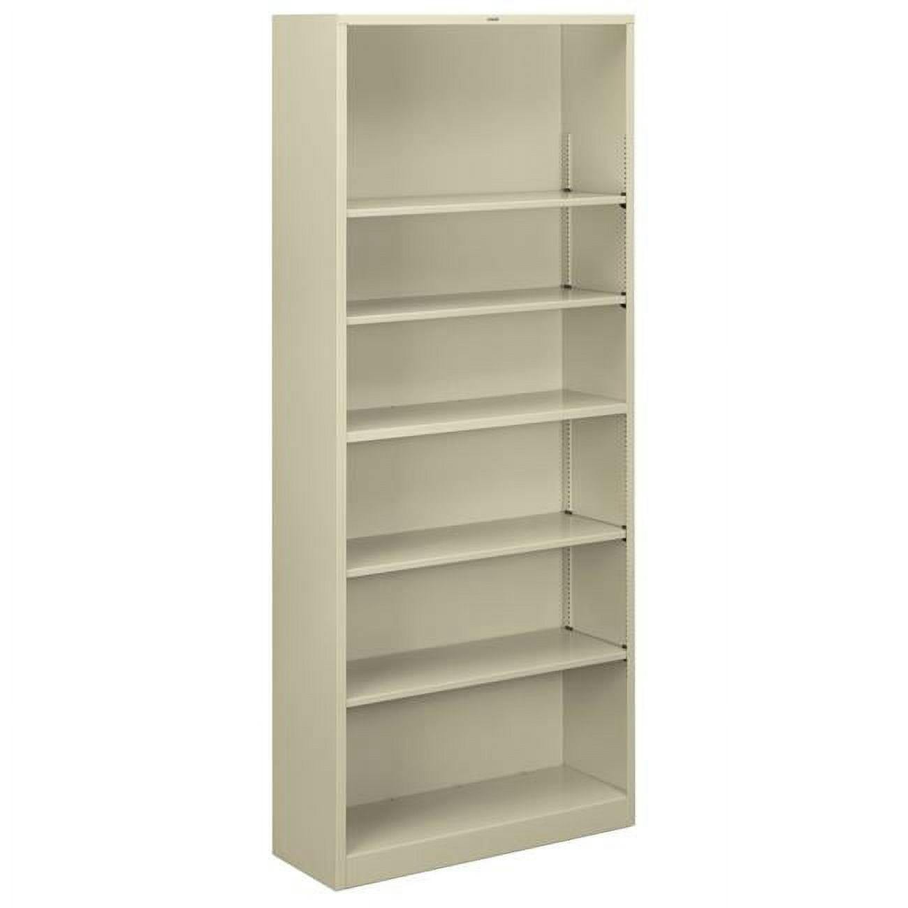 Adjustable 6-Shelf Steel Bookcase in Putty - 34.5" x 81.1"