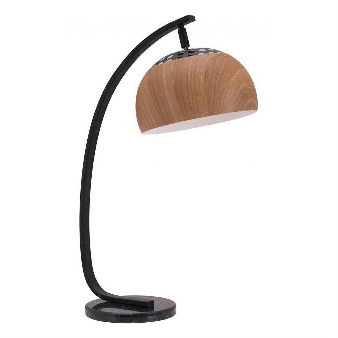 Warm Arc Contemporary Black and Brown Table Lamp
