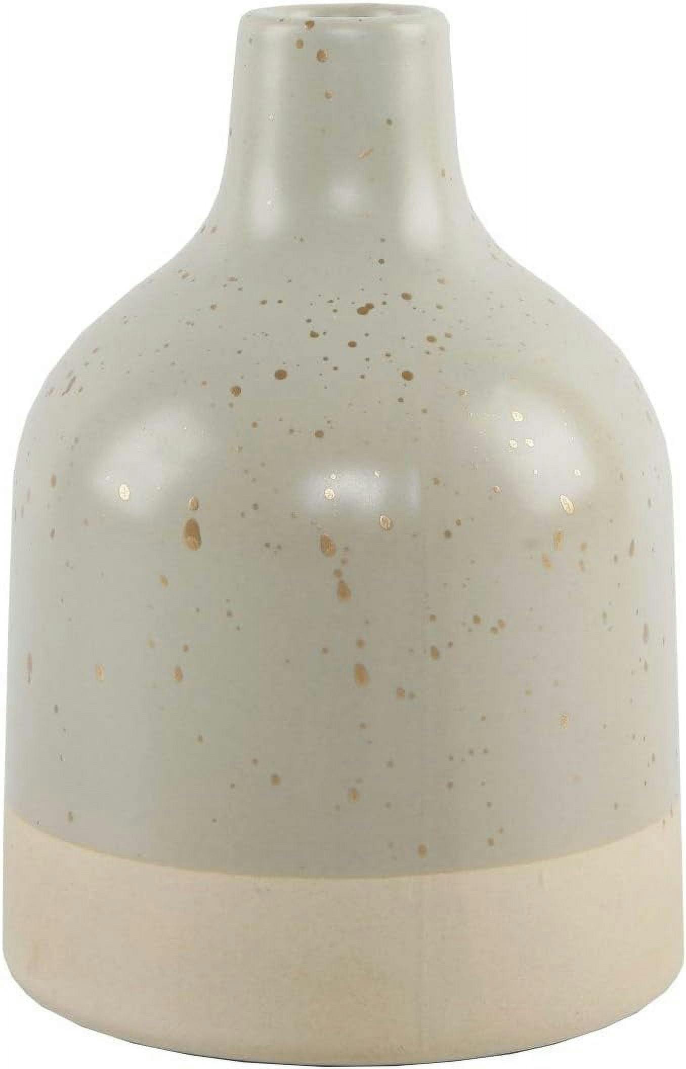 Chic Two-Tone Speckle Ceramic Decorative Vase, Sage 7"H