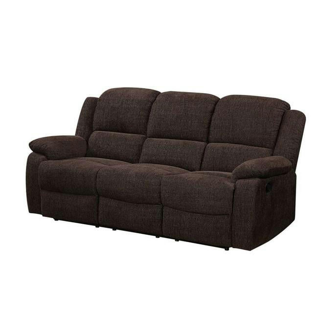 Kalen 78'' Velvety Brown Chenille Reclining Sofa with Cup Holders