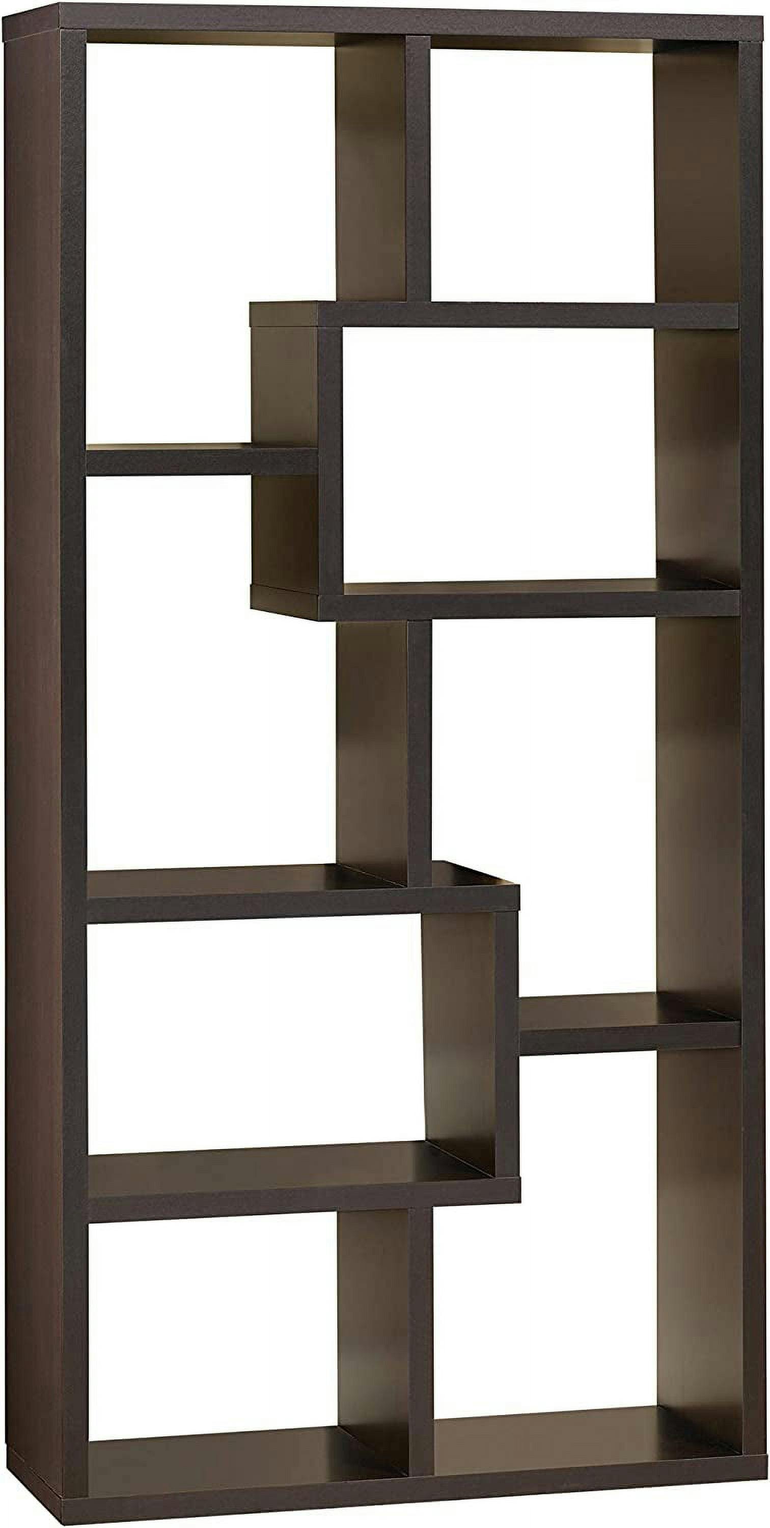 Contemporary Cappuccino 70.5" Asymmetrical Cube Bookcase