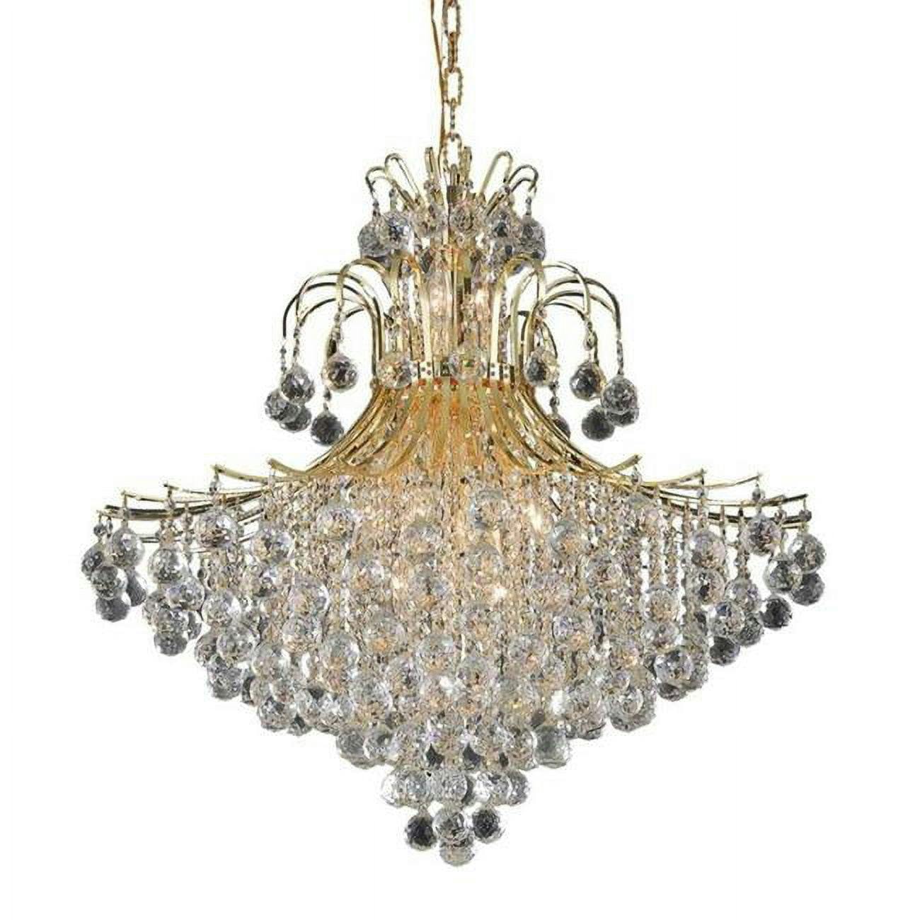 Elegant Gold 15-Light Chandelier with Royal Cut Clear Crystals