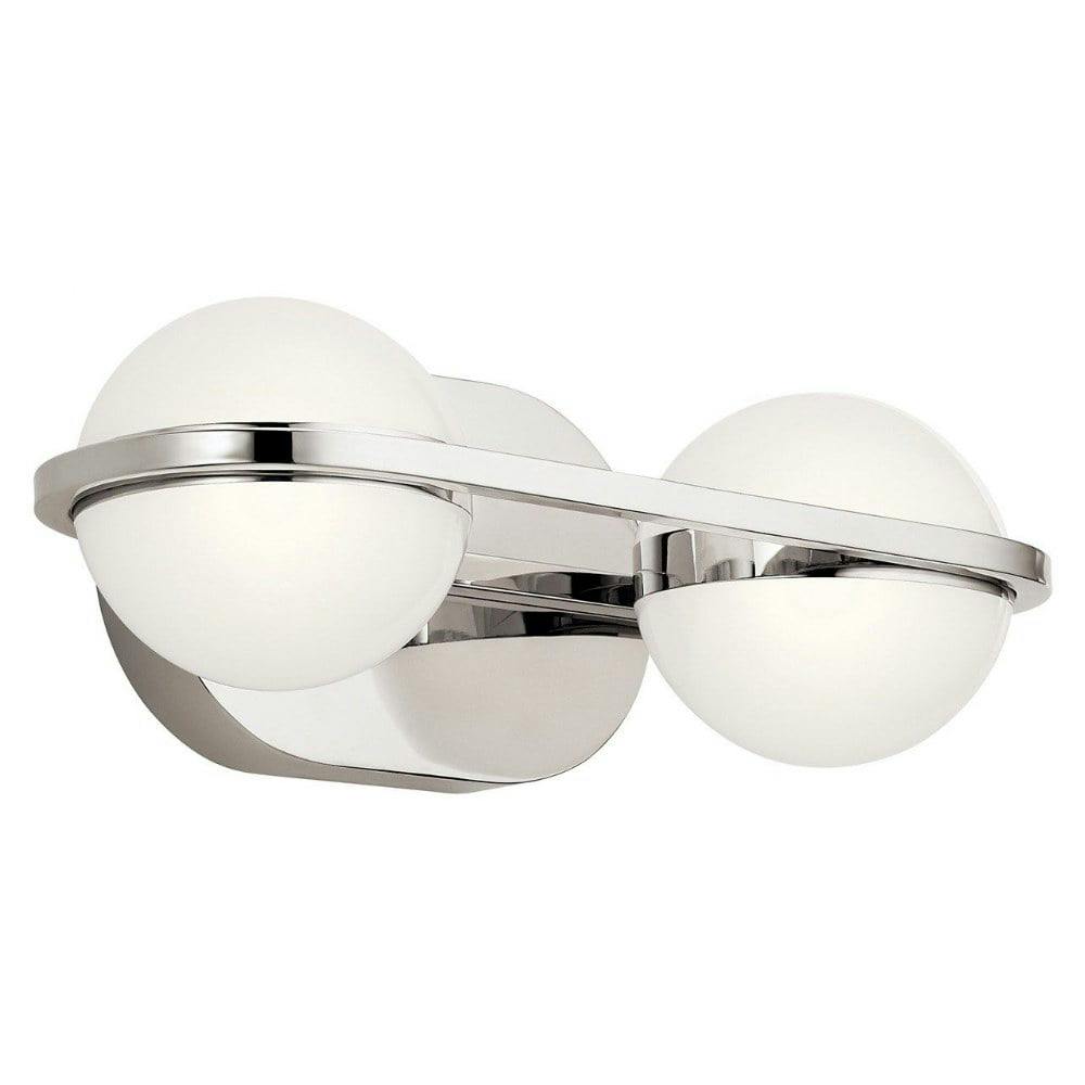 Brettin Polished Nickel 2-Light LED Bath Vanity with White Acrylic Shade