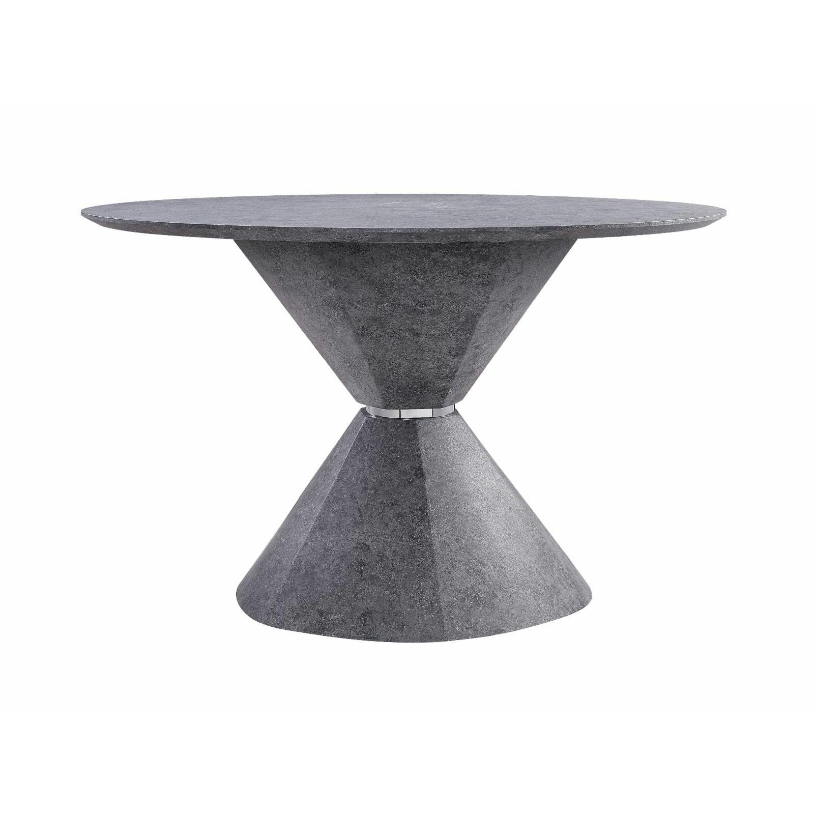 Contemporary Round Wood Dining Table with Faux Concrete Finish