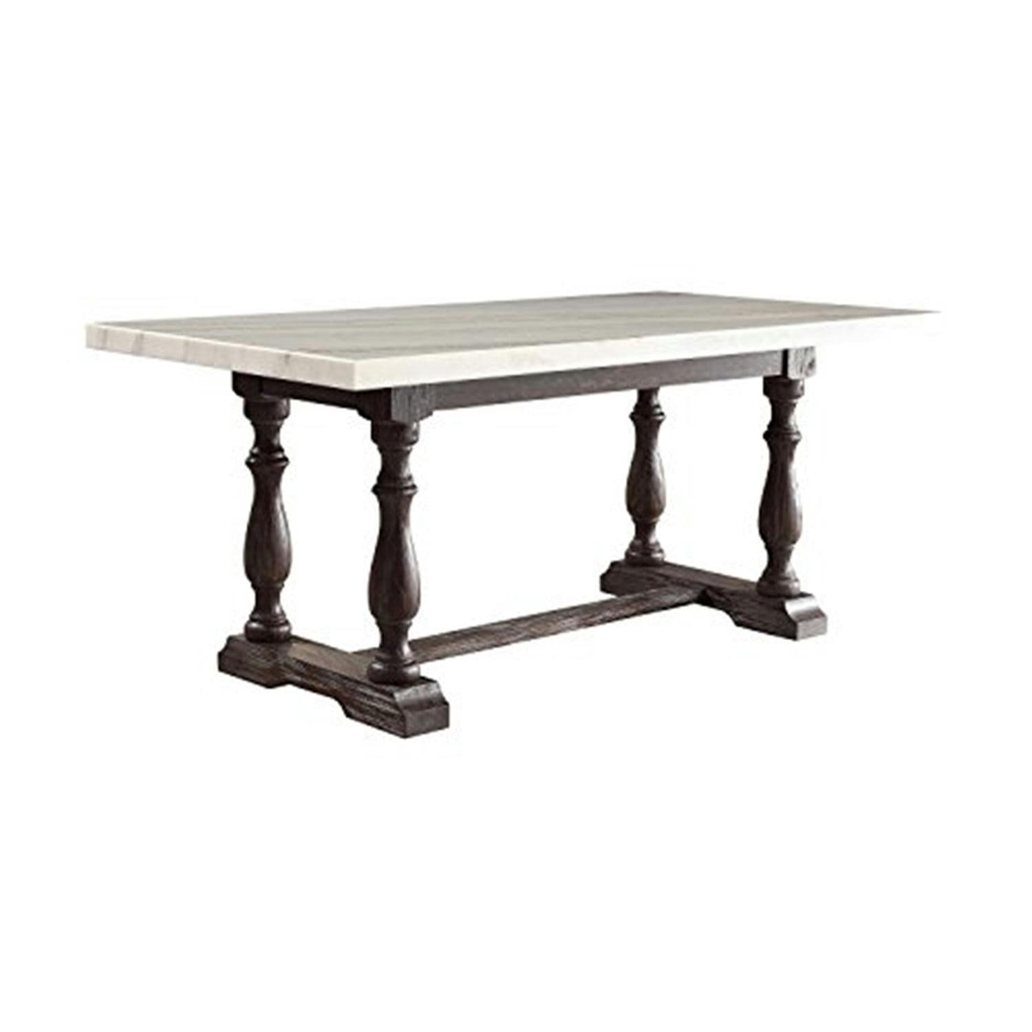 Espresso Elegance Rectangular Dining Table with White Marble Top