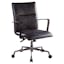 Onyx Black Top Grain Leather Executive Swivel Chair with Metal Wood Accents