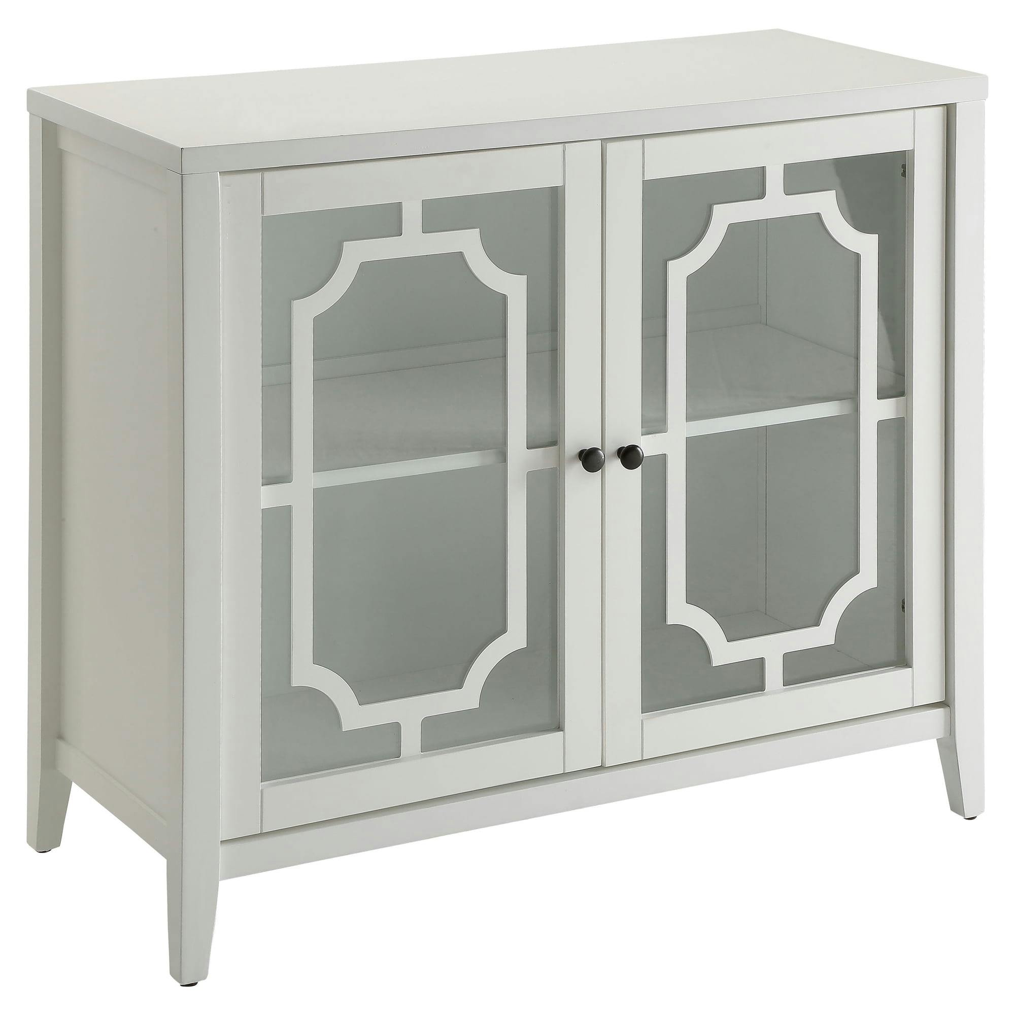 Classic Romantic White Wooden Console Table with Glass Storage
