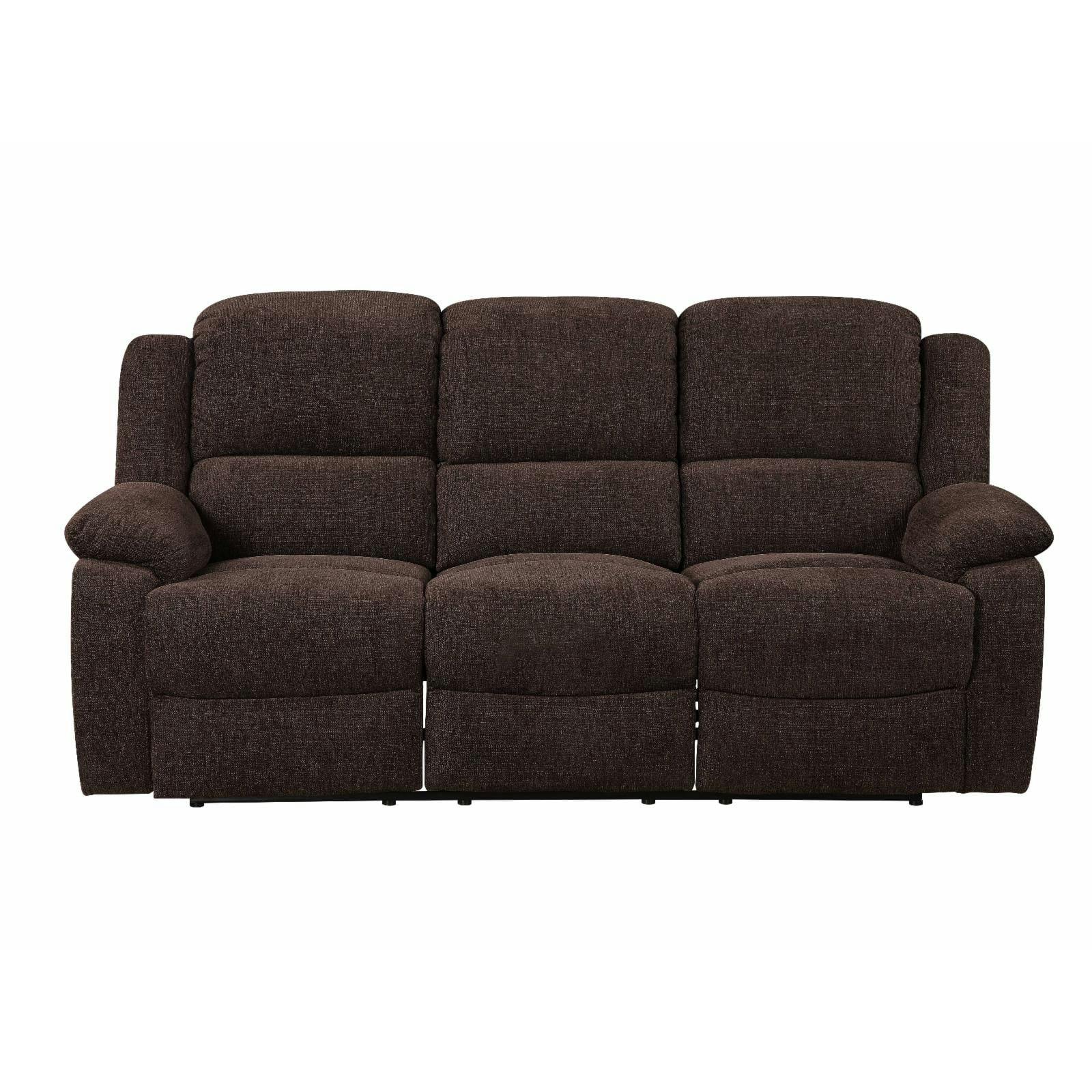 Kalen 78'' Velvety Brown Chenille Reclining Sofa with Cup Holders